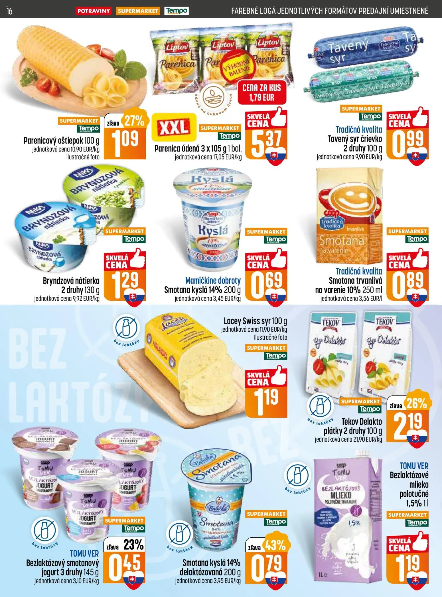 Nové COOP Jednota akcie – leták je platný od 15.01.2026 | Strana: 16 | Produkty: Mlieko, Syr, Jogurt, Smotana