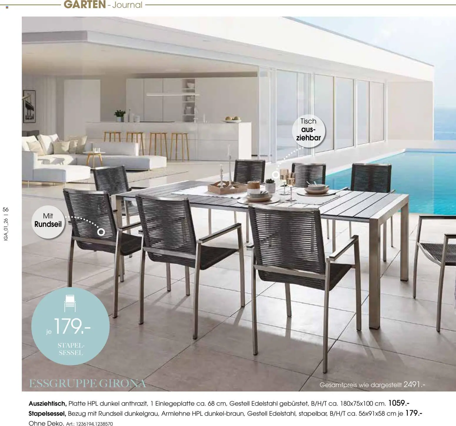 Zurbrüggen Sommer 2026 – gültig ab 19.03.2026 | Seite: 56 | Produkte: Essgruppe, Sessel, Tisch