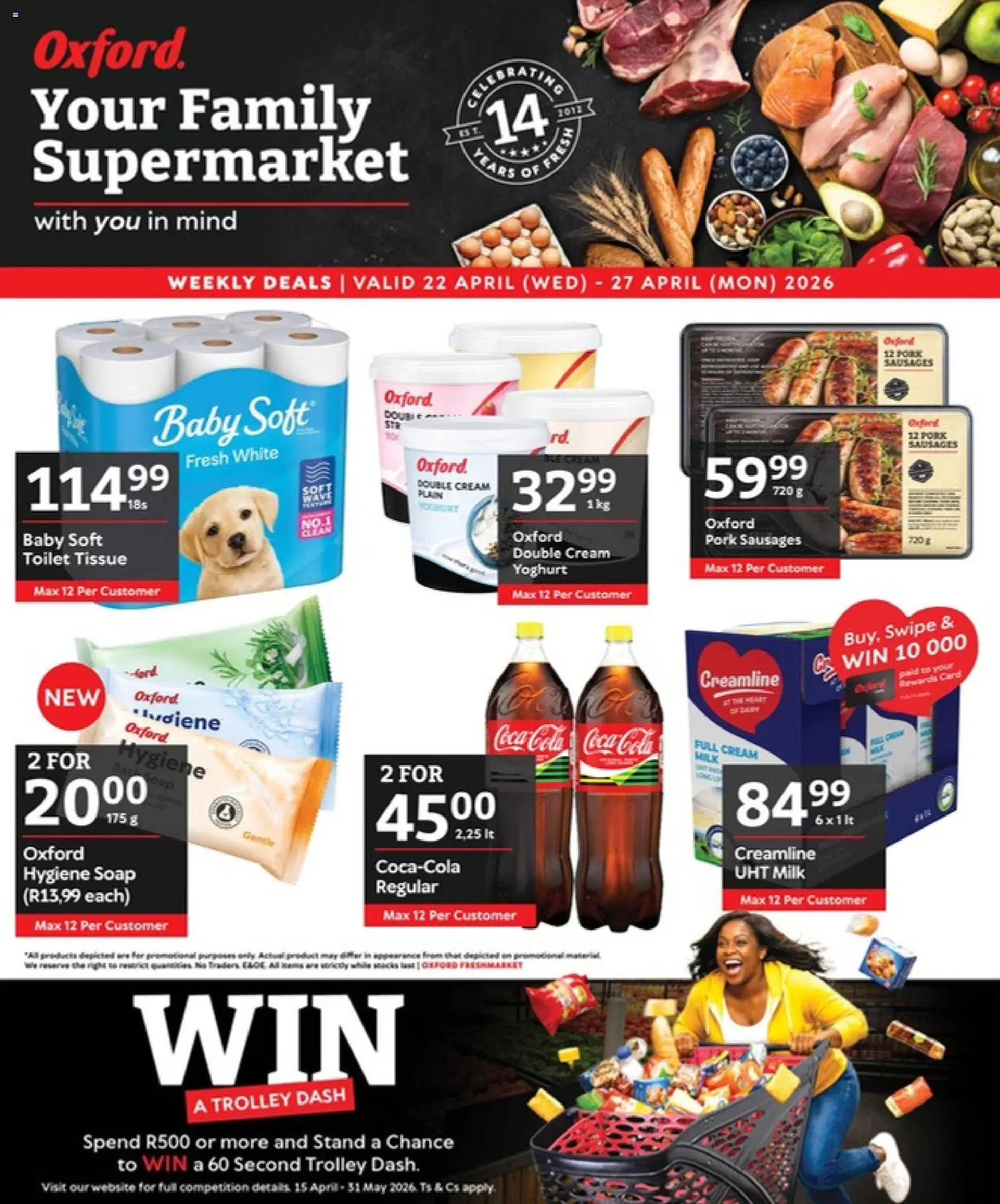 New Oxford Freshmarket catalogue – valid from 22.04.2026 | Page: 1 | Products: Yoghurt, Milk, Pork, Cream