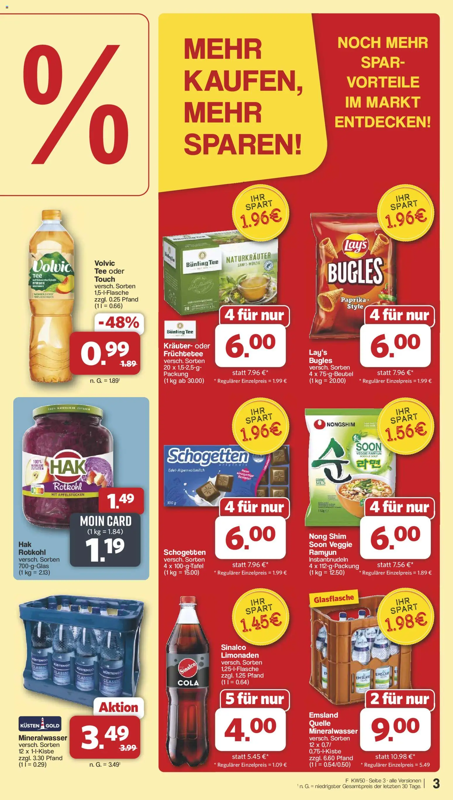 Famila Nordwest Prospekt 	 – gültig ab 08.12.2025 | Seite: 3 | Produkte: Sinalco, Cola, Volvic tee, Mineralwasser