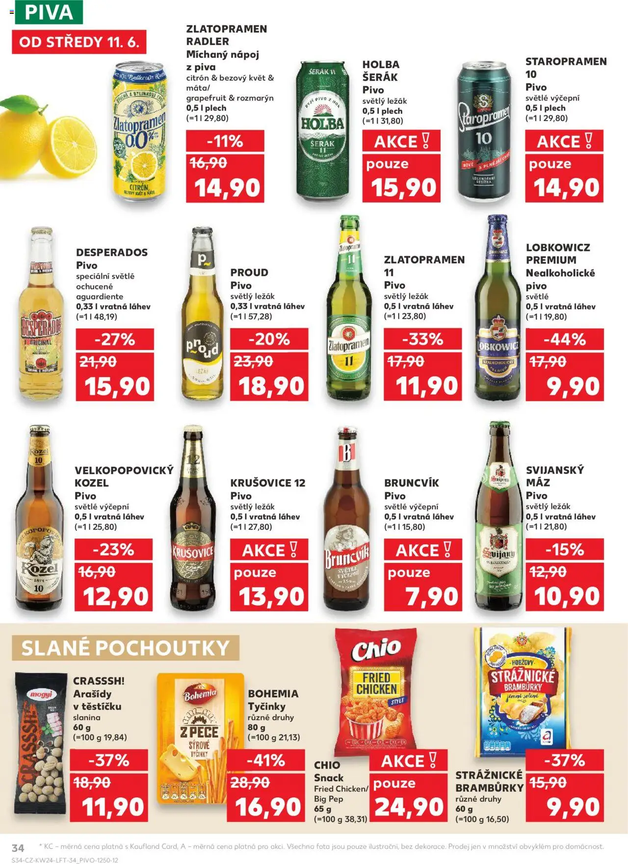 Kaufland leták - Chomutov od 11.06.2025 | Strana: 34 | Produkty: Pivo, Arašídy, Radler, Šerák