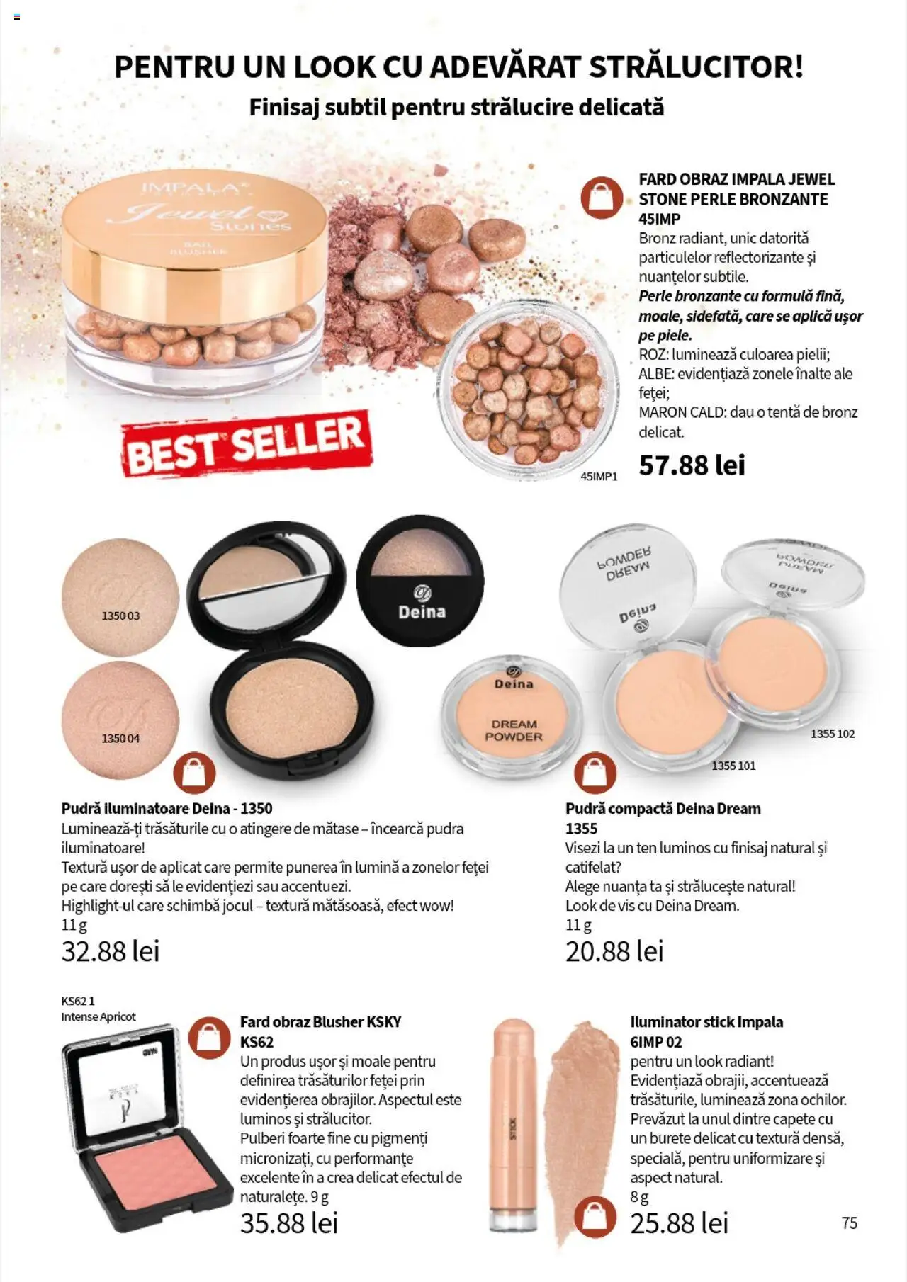 Noul catalog Lady’s – valabil de la 25.09.2025 | Pagină: 77 | Produse: Perle bronzante, Pudră, Iluminator, Burete
