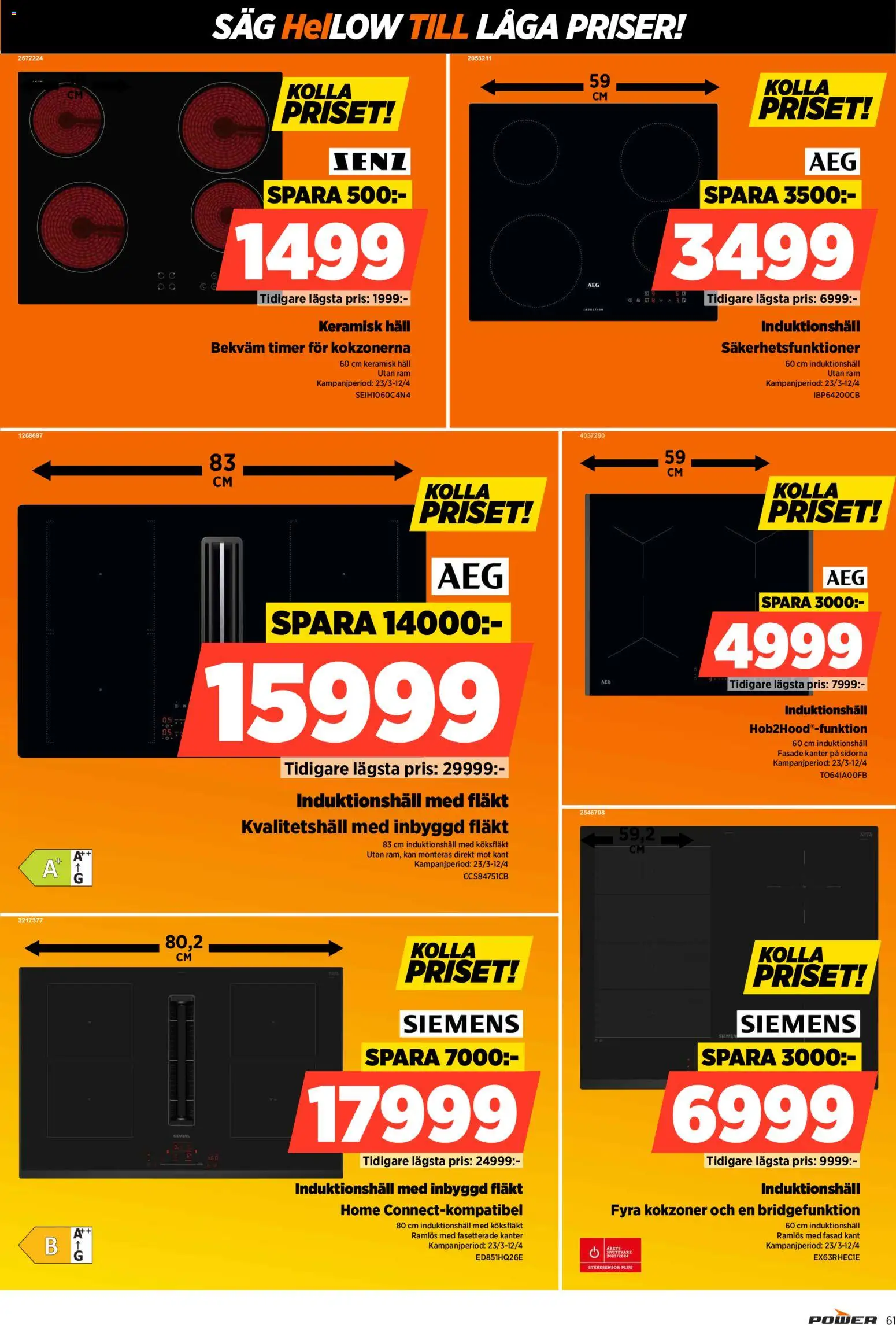 Power reklamblad aktuell från 30.03.2026 | Sida: 61 | Produkter: Köksfläkt, Fläkt, Såg, Häll