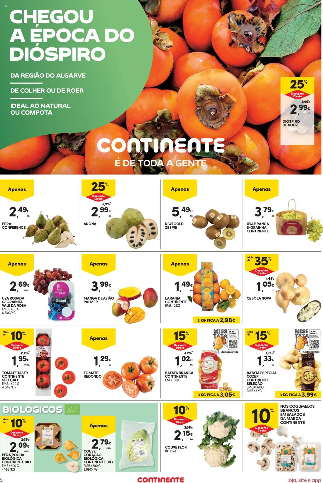 Continente Semanal Continente Bom Dia │ válido de 30.09.2025 | Página: 5 | Produtos: Cebola, Tomate, Cogumelos, Compota