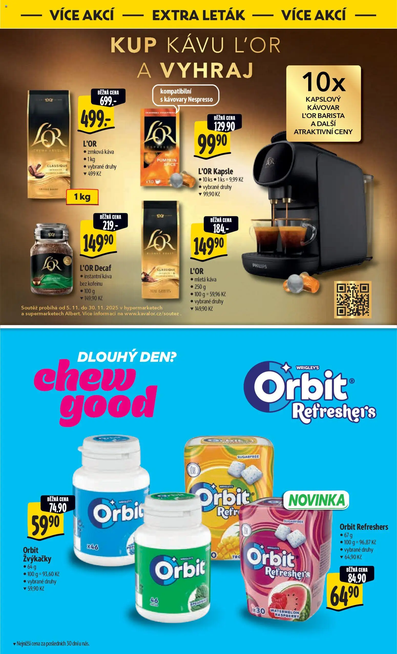 Albert leták - Hypermarket od 26.11.2025 | Strana: 56 | Produkty: Káva, Kapsle, Instantní káva, Žvýkačky orbit