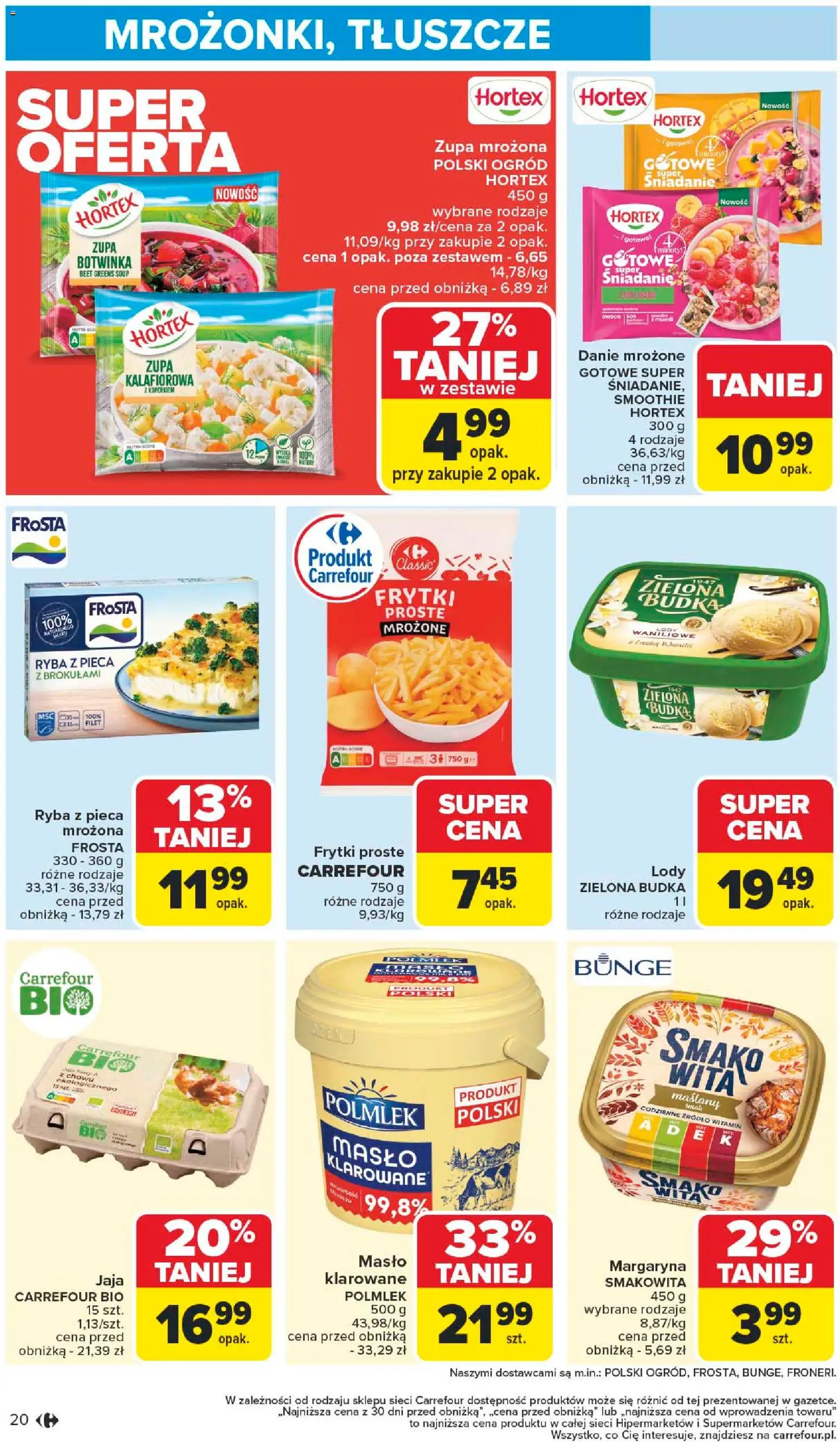 Carrefour Gazetka - Starachowice Zmieniliśmy się dla Ciebie od 27.10.2025 | Strona: 22 | Produkty: Masło klarowane, Ryba, Lody, Jaja