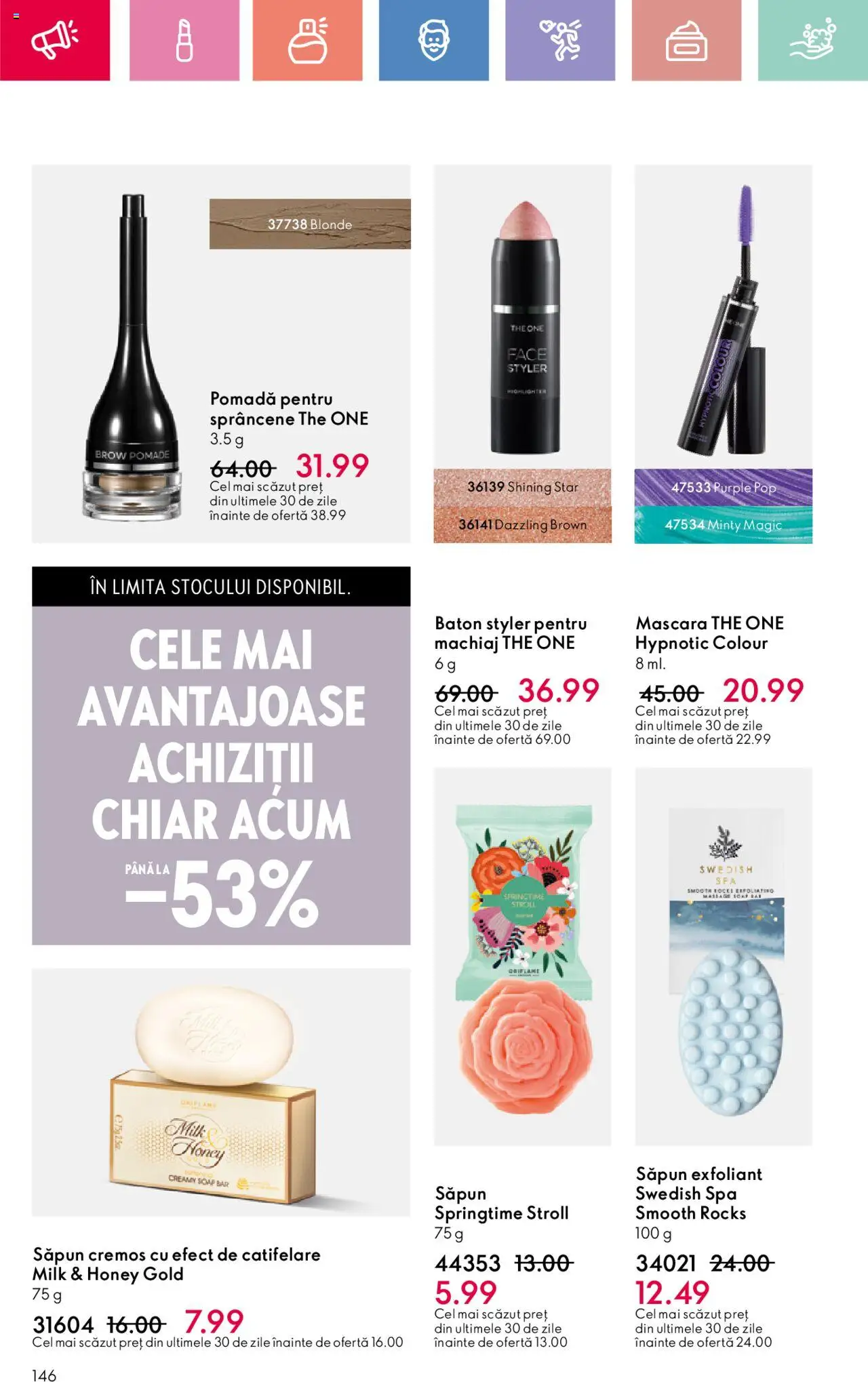 Oriflame catalog 11 2025 – valabil de la 27.07.2025 | Pagină: 146 | Produse: Exfoliant, Machiaj, Mascara, Săpun
