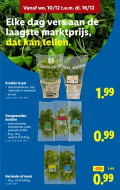 Koriander of munt, 40 g - 24,75 EUR/kg - Voorbeeld van een folder van Lidl, geldig van 10.12.2025 | Pagina: 4 | Producten: Kész piskótalap, Koriander, Pot, Kan