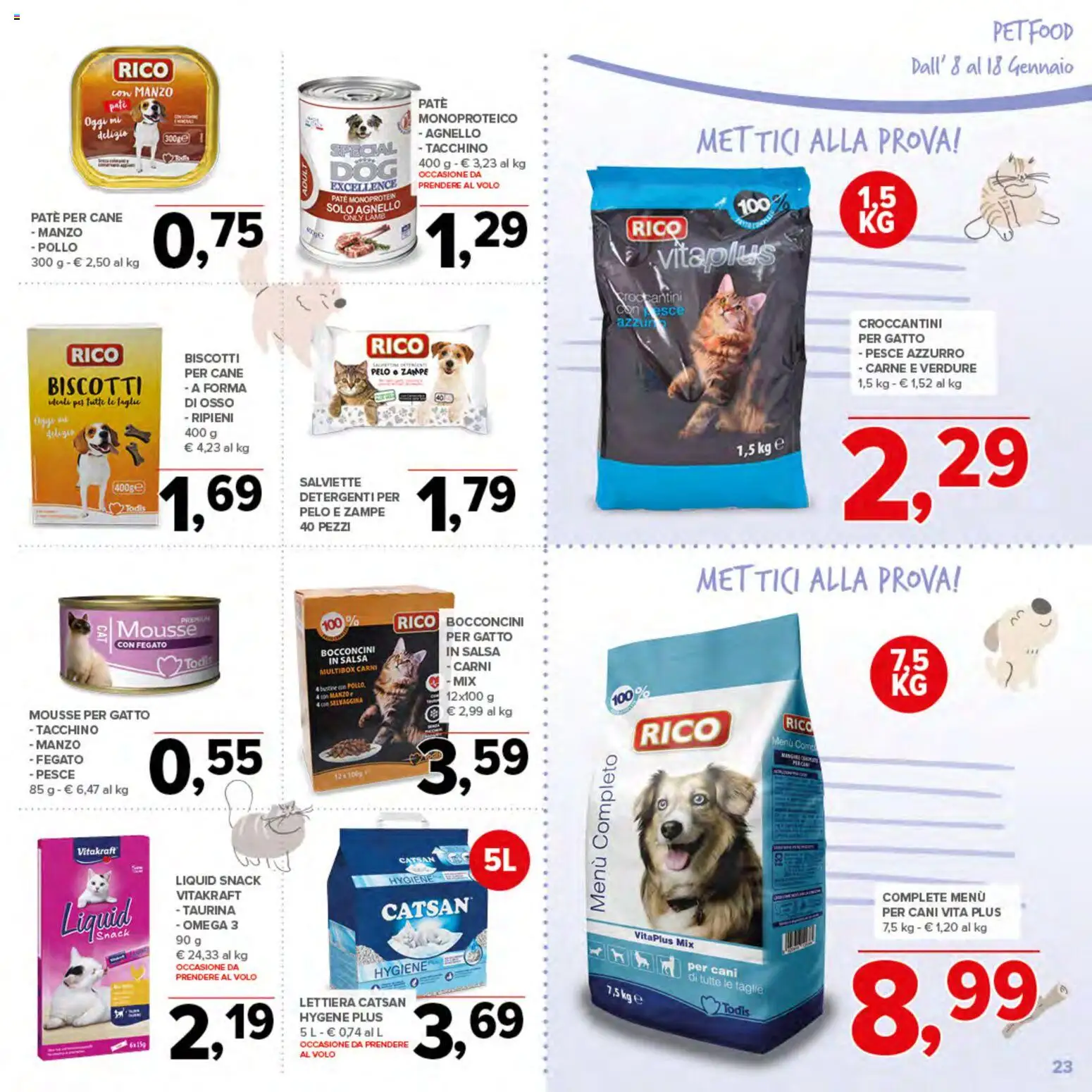 Volantino Todis del 08.01.2026 | Pagina: 23 | Prodotti: Manzo, Verdure, Tacchino, Agnello