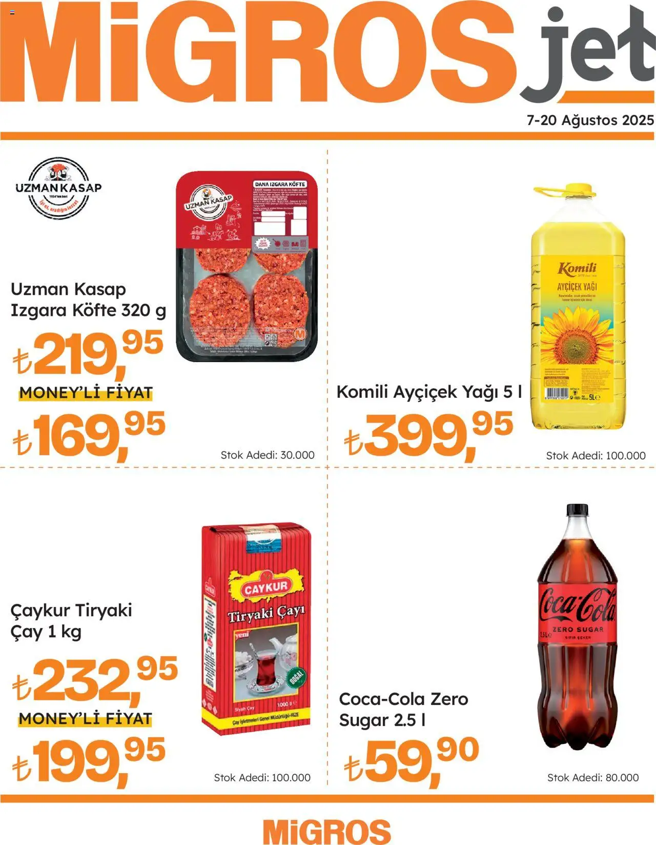 Migros Katalog - Migros Jet Dijital - 07.08.2025 tarihinden itibaren geçerlidir | Sayfa: 1 | Ürünler: Çay, Şeker, Izgara köfte, Izgara
