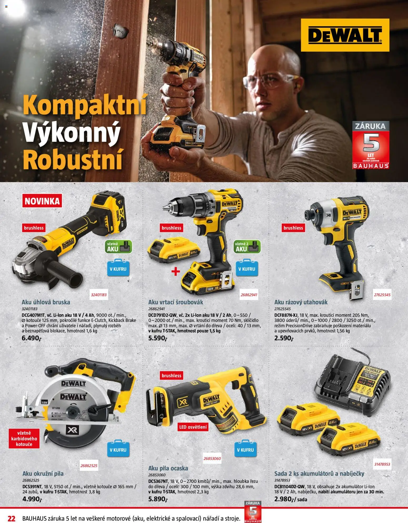 Bauhaus leták od 05.12.2025 | Strana: 22 | Produkty: Šroubovák, Bruska, Aku úhlová bruska, LED