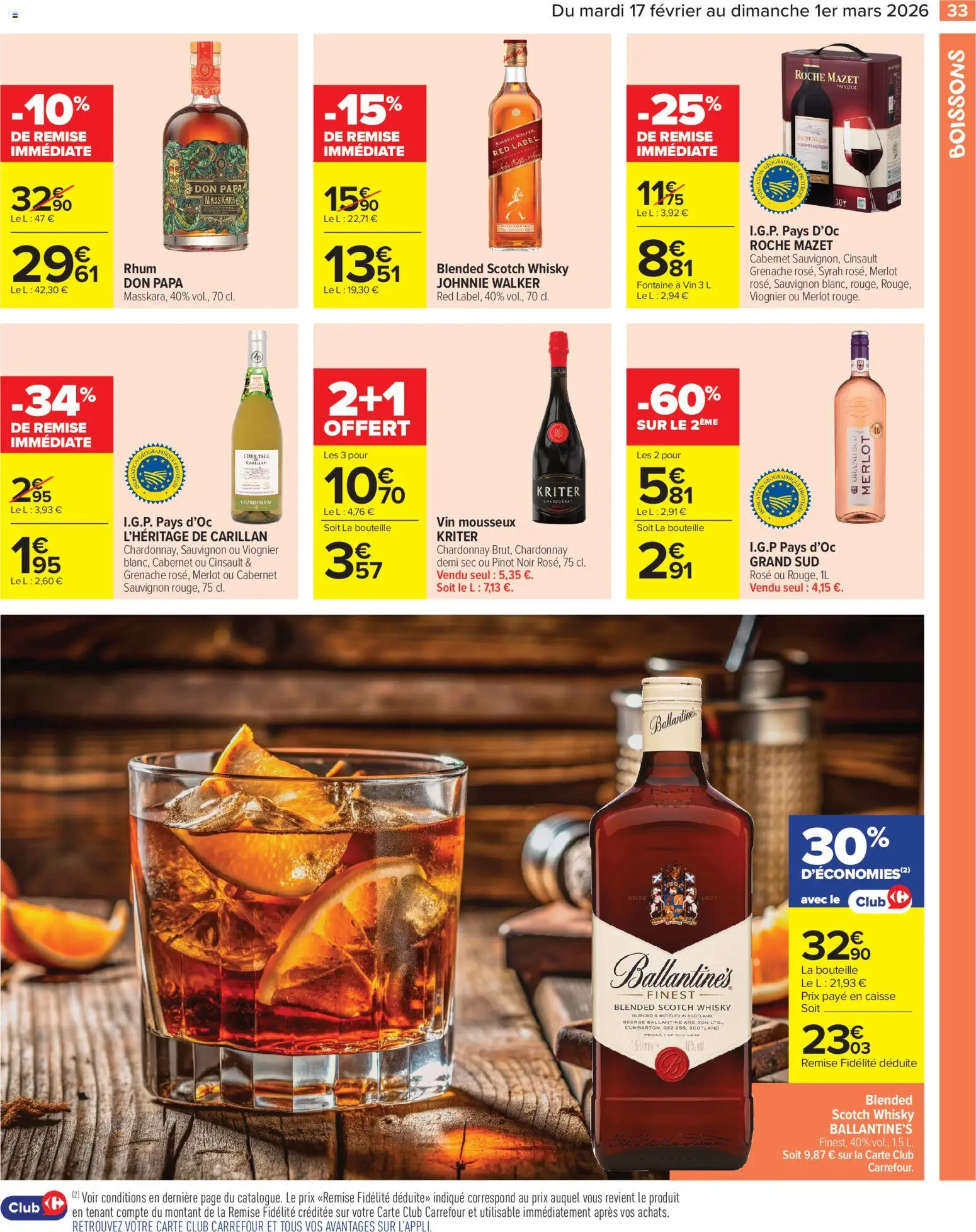 {H1} | Page: 35 | Produits: Vin mousseux, Scotch whisky Ballantine's, Rhum, Vin
