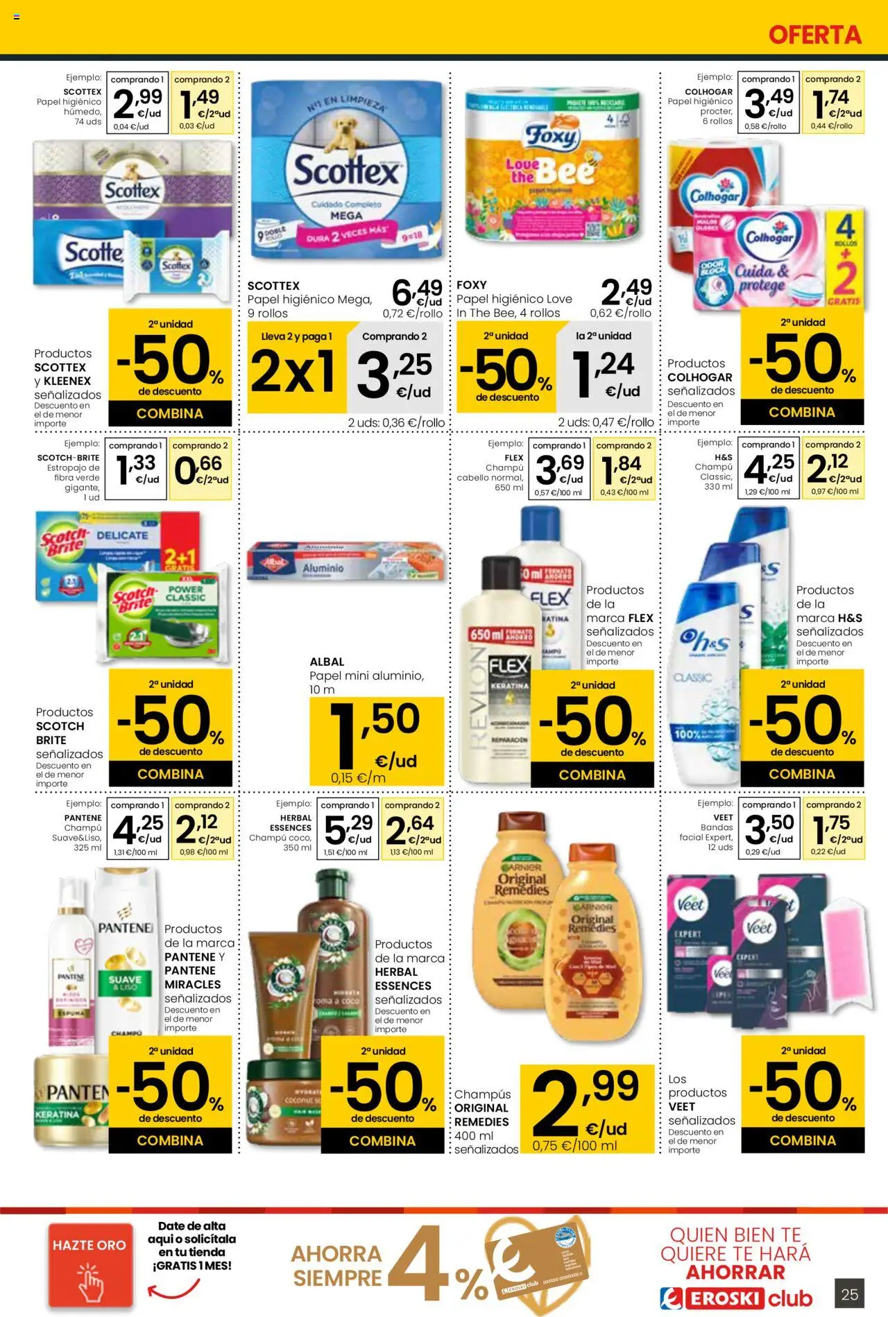 Eroski - Para conquistarte Center │ válido desde el 14.08.2025 | Página: 25 | Productos: Champú, Papel higienico, Τυρόπιτα, Té
