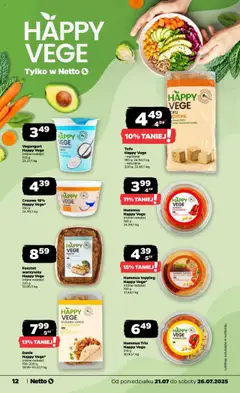 Netto gazetka - Spożywcza od 21.07.2025 | Strona: 12 | Produkty: Kurczak, Por, Tofu, Hummus