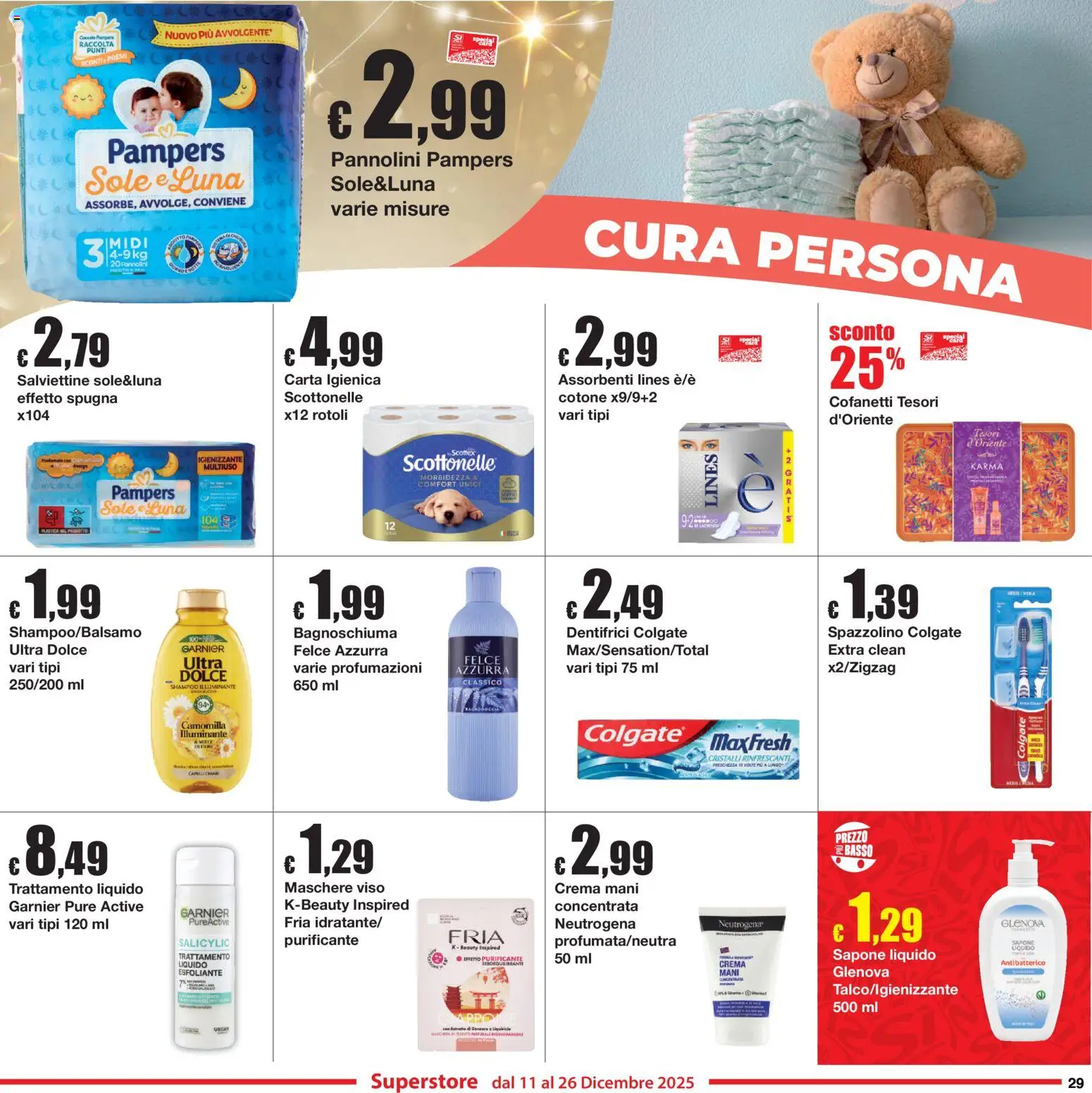 Volantino Sì con Te del 11.12.2025 | Pagina: 29 | Prodotti: Illuminante, Shampoo, Pannolini, Miele