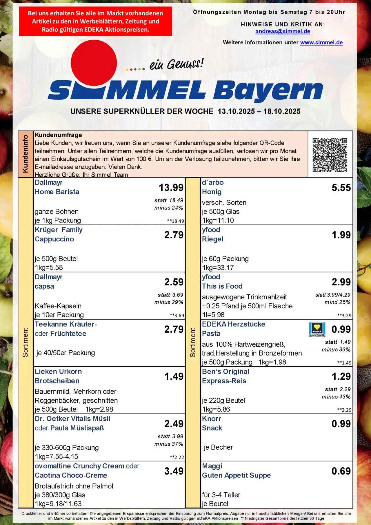 Simmel - Bayern – gültig ab 13.10.2025 | Seite: 1 | Produkte: Musli, Maggi, YFood, Teekanne