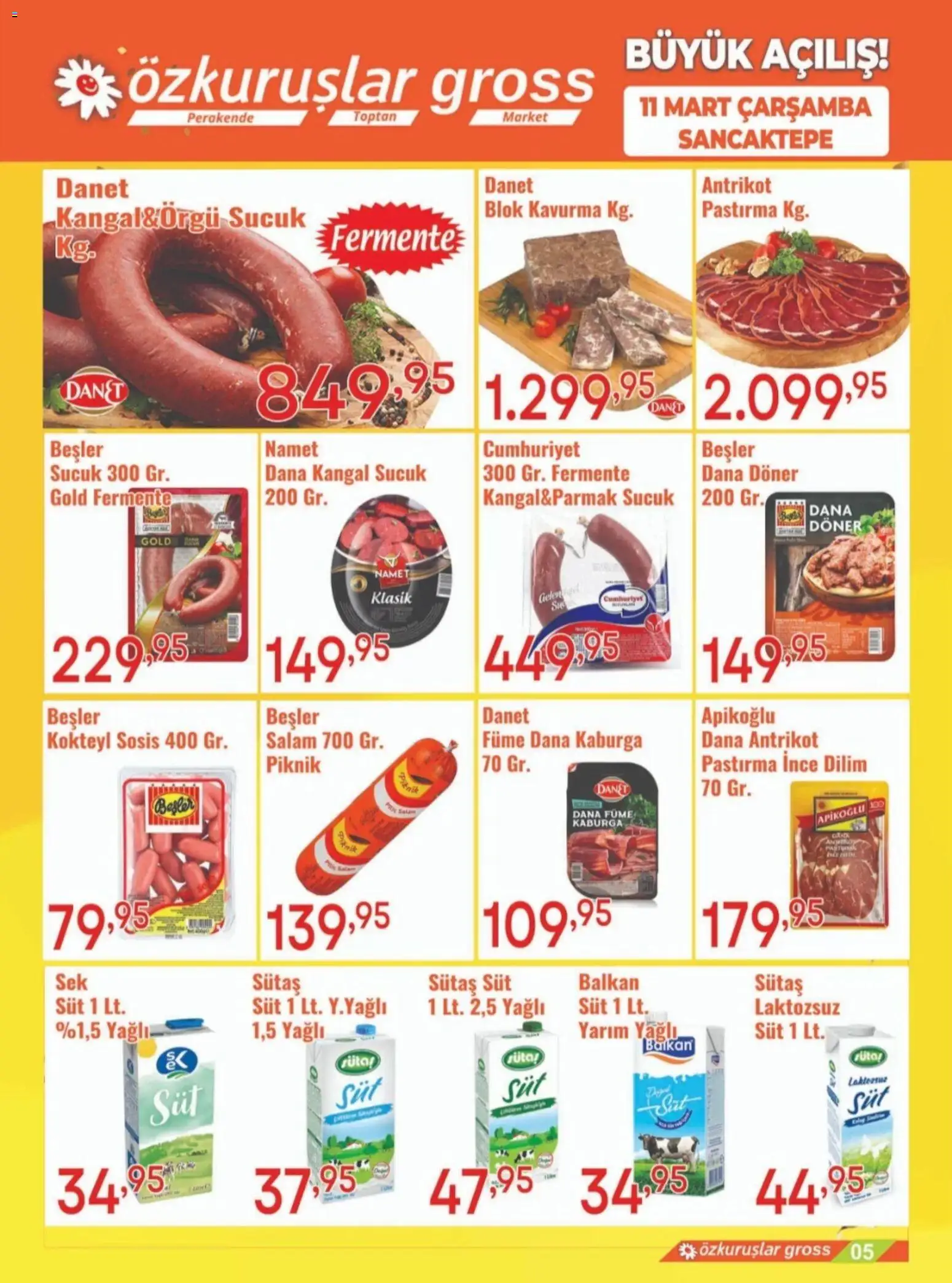 Özkuruşlar Katalog Sancaktepe  - 11.03.2026 tarihinden itibaren geçerlidir | Sayfa: 5 | Ürünler: Salam, Sosis, Dana füme, Sucuk
