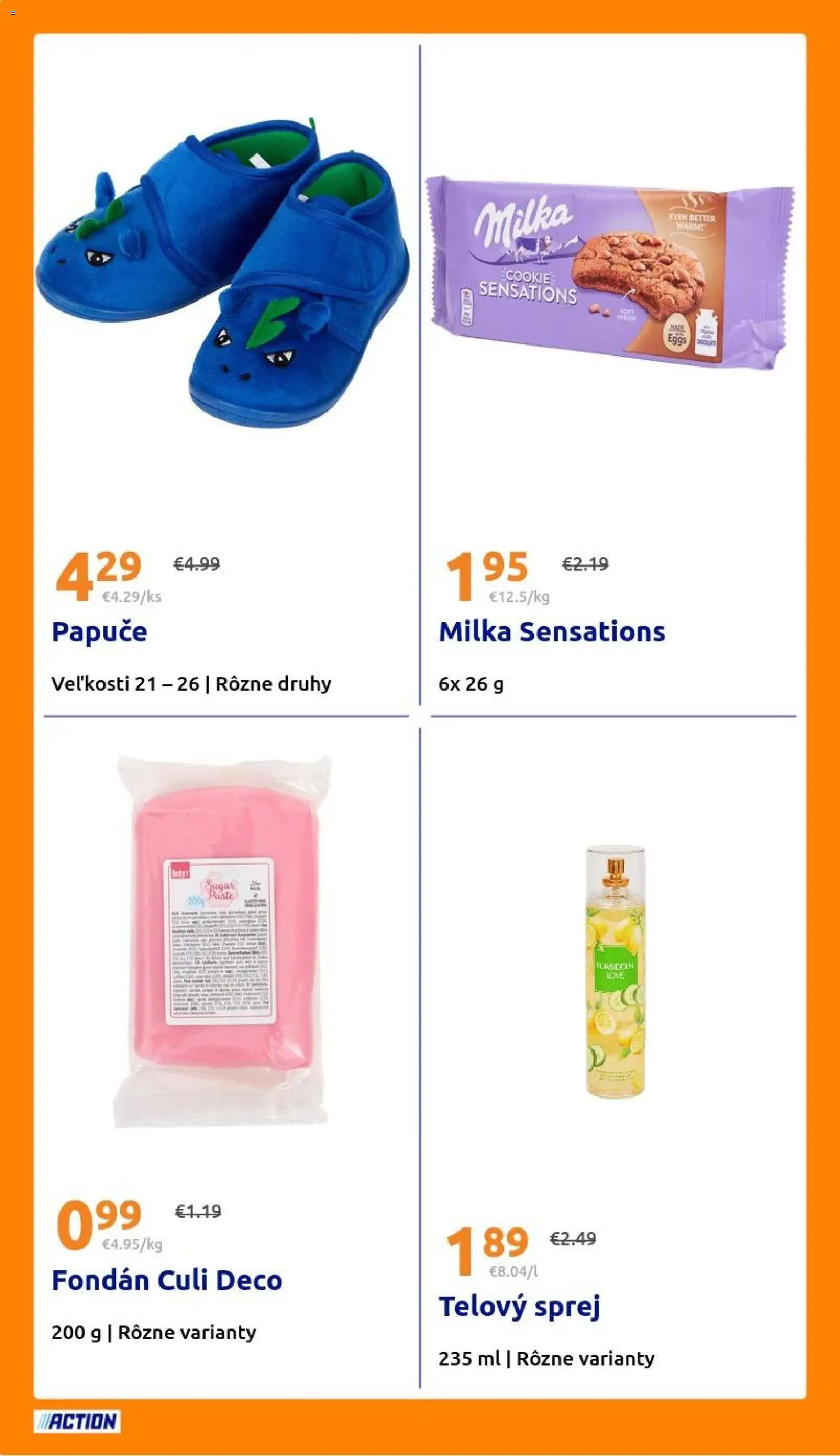 Nové Action akcie – leták je platný od 29.10.2025 | Strana: 20 | Produkty: Papuče, Milka