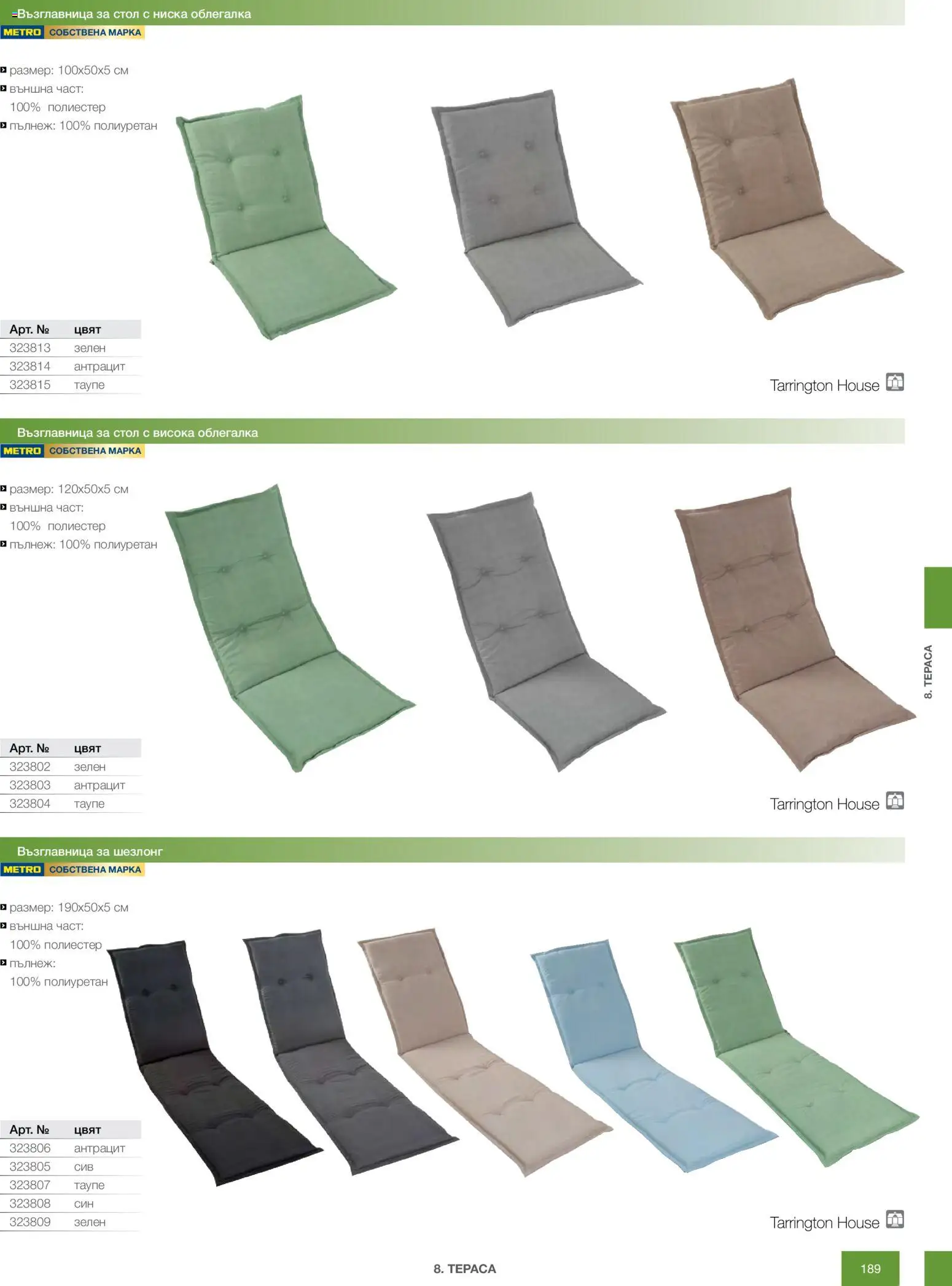 {H1} | Страница: 189 | Продукти: Облегалка, Възглавница, Шезлонг, Стол