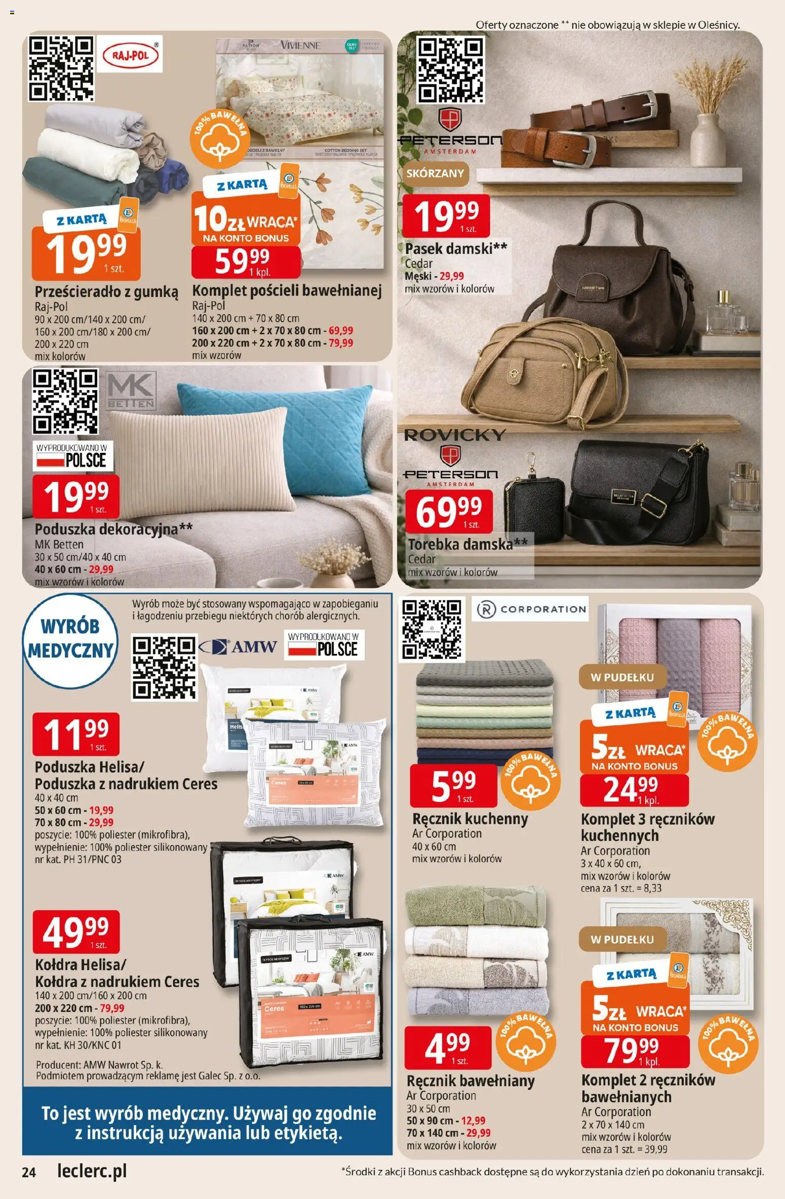 E.Leclerc Gazetka - Kłodzko od 24.02.2026 | Strona: 24 | Produkty: Karta, Pasek, Poduszka, Kołdra