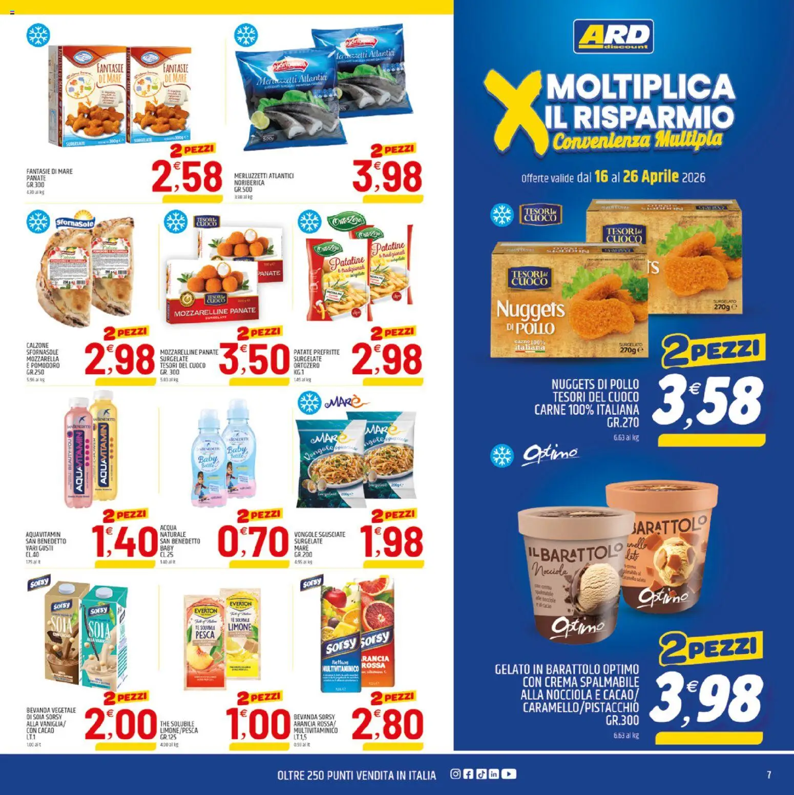 Volantino ARD Discount del 16.04.2026 | Pagina: 7 | Prodotti: Gelato, Nocciole, The, Arancia