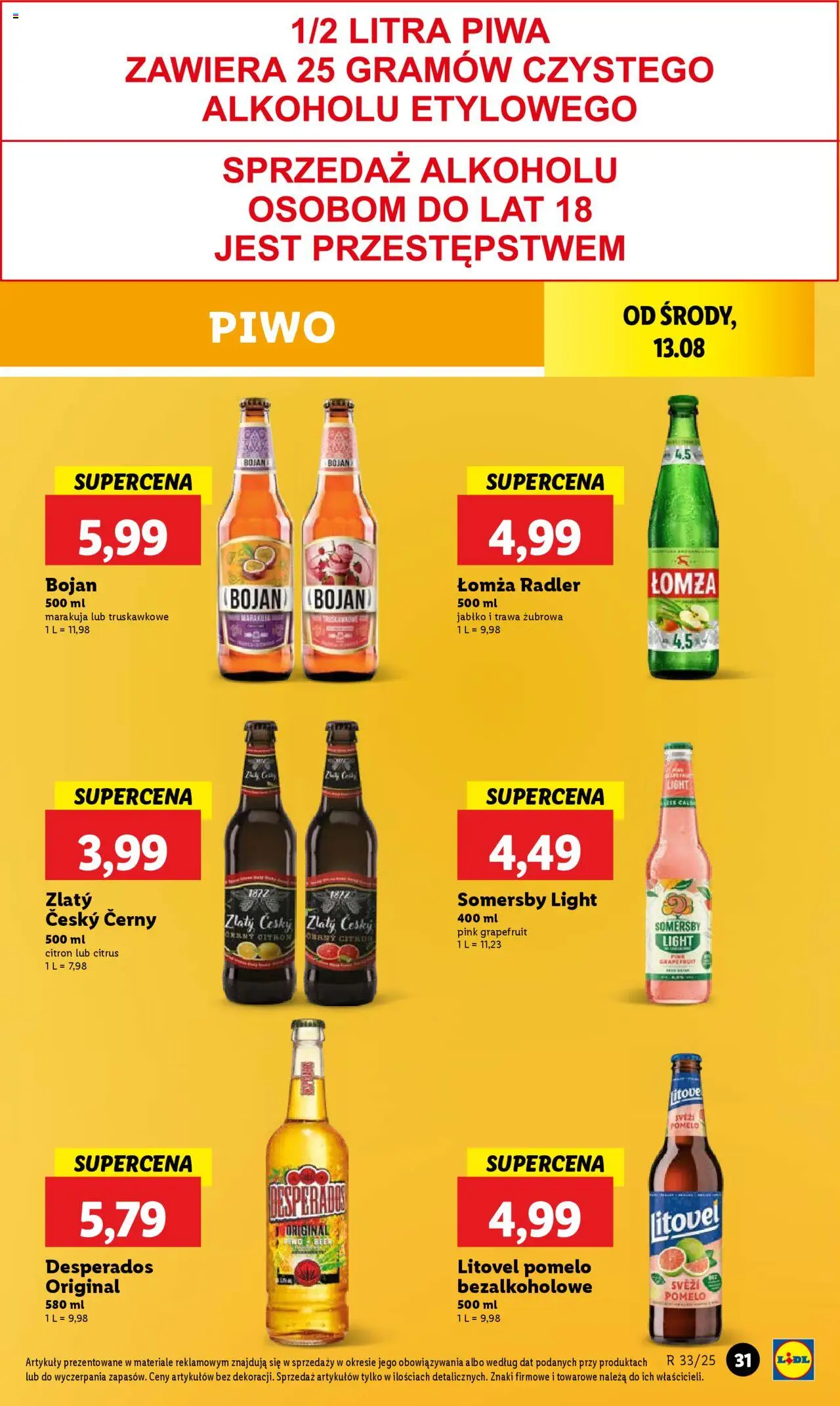 Lidl Gazetka od 13.08.2025 | Strona: 35 | Produkty: Pomelo, Piwo, Somersby