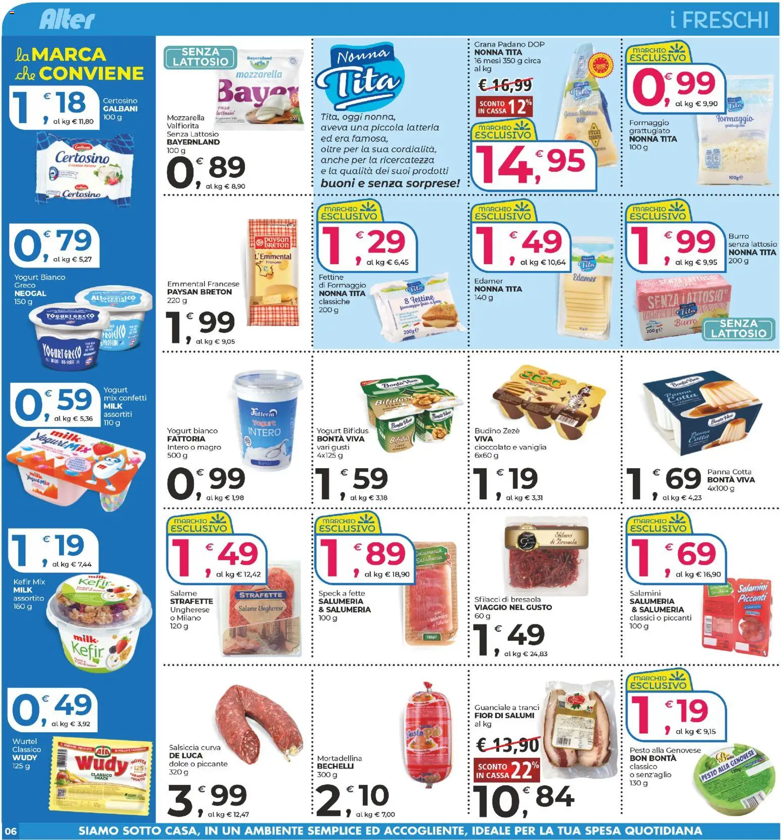 Volantino Alter Discount del 25.11.2025 | Pagina: 6 | Prodotti: Yogurt, Mozzarella, Formaggio, Grana Padano