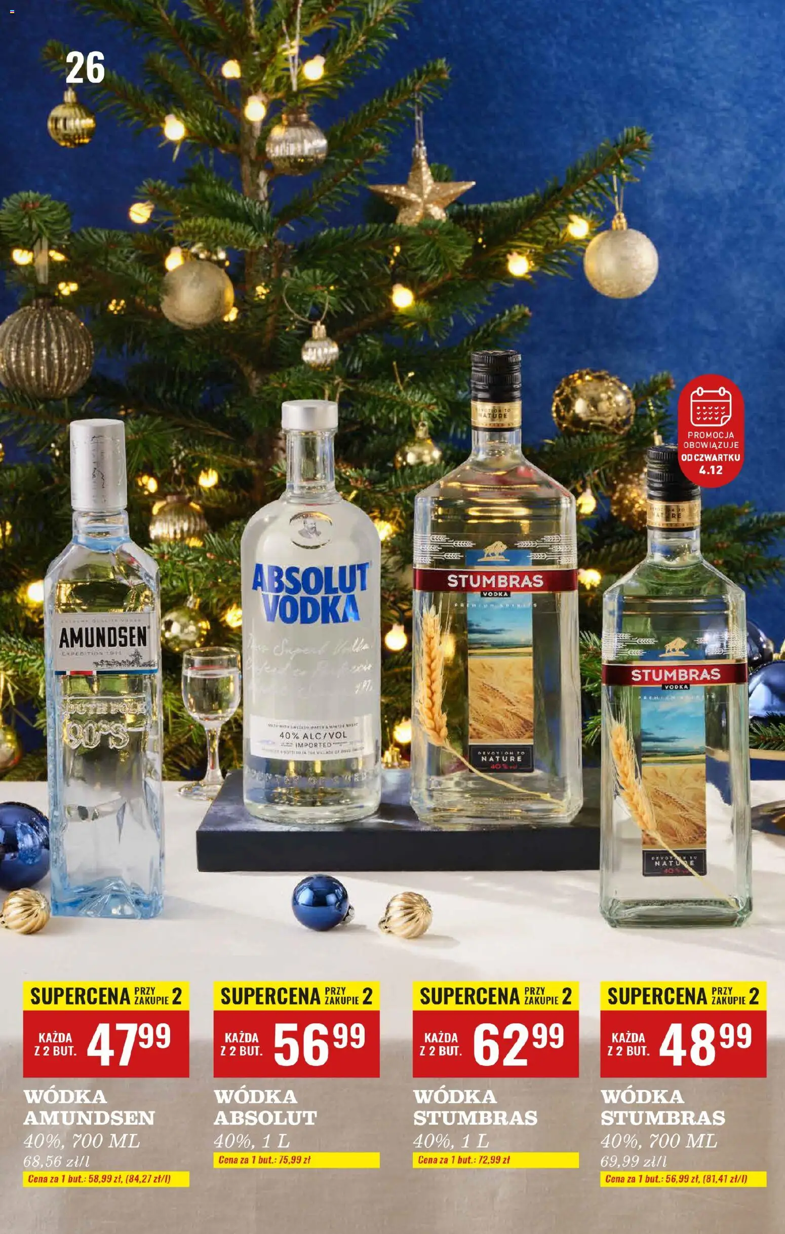 Biedronka gazetka - Czas na toast od 01.12.2025 | Strona: 32 | Produkty: Wódka Absolut, Wódka Stumbras, Vodka, Wódka