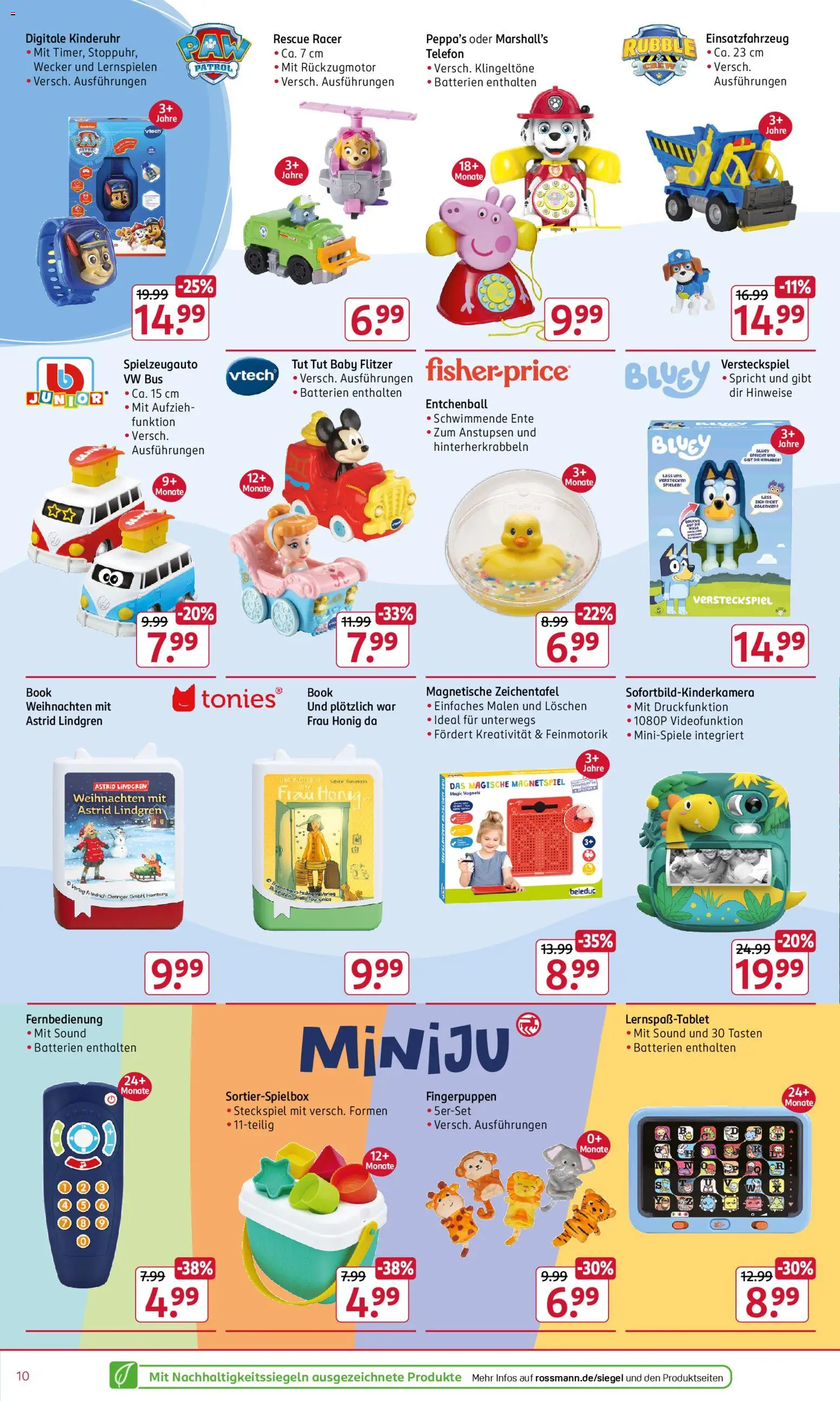 Rossmann Spielwaren – gültig ab 24.11.2025 | Seite: 10 | Produkte: Batterien, Telefon, Ente, Wecker