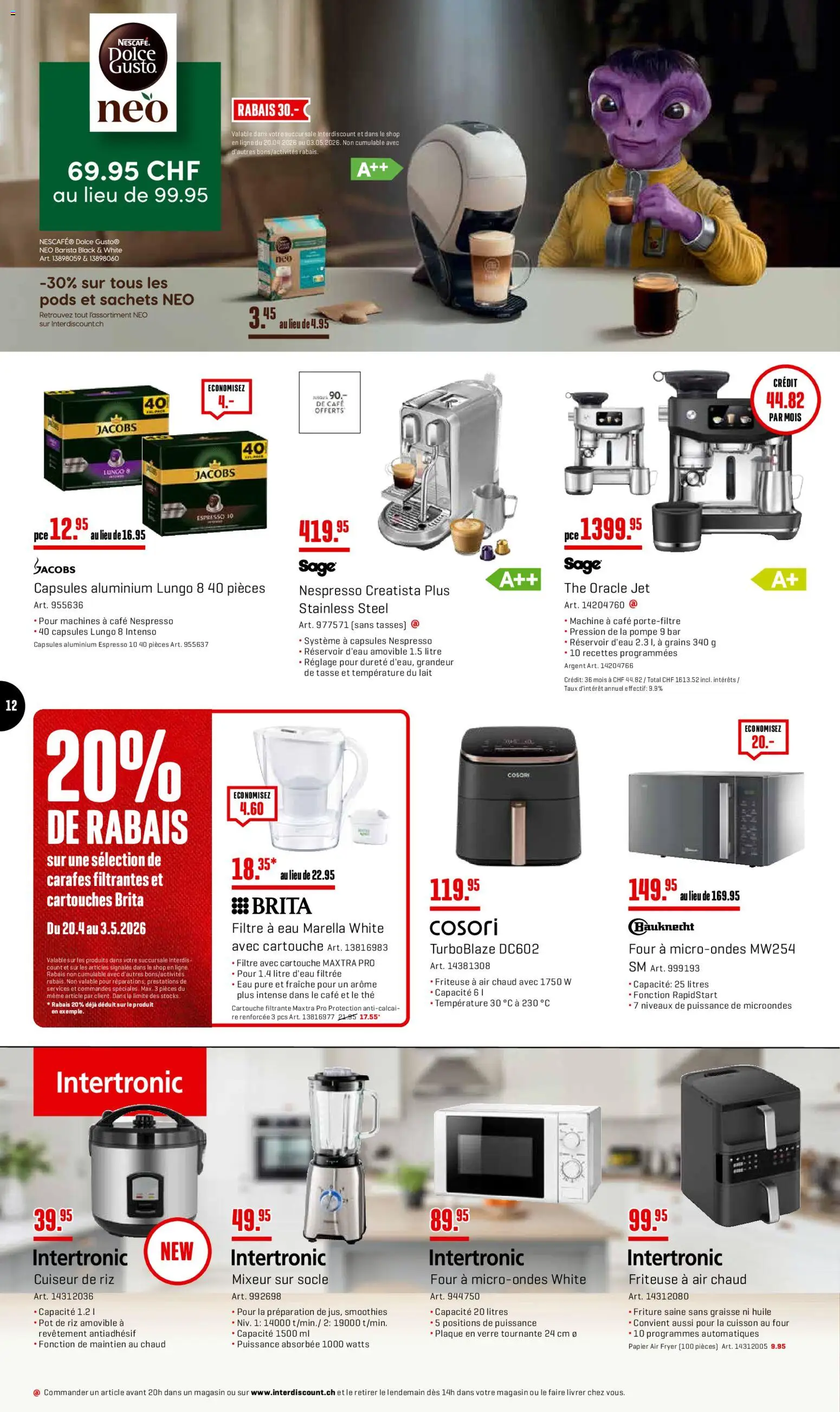 Interdiscount aktionen 20% de rabais FR – gültig ab 27.04.2026 | Seite: 12 | Produkte: Friteuse