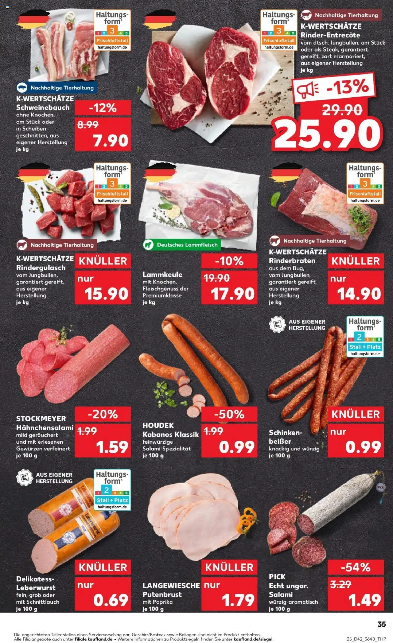 Kaufland prospekt Chemnitz	 – gültig ab 19.10.2025 | Seite: 35 | Produkte: Rinderbraten, Lammkeule, Schweinebauch, Schinken
