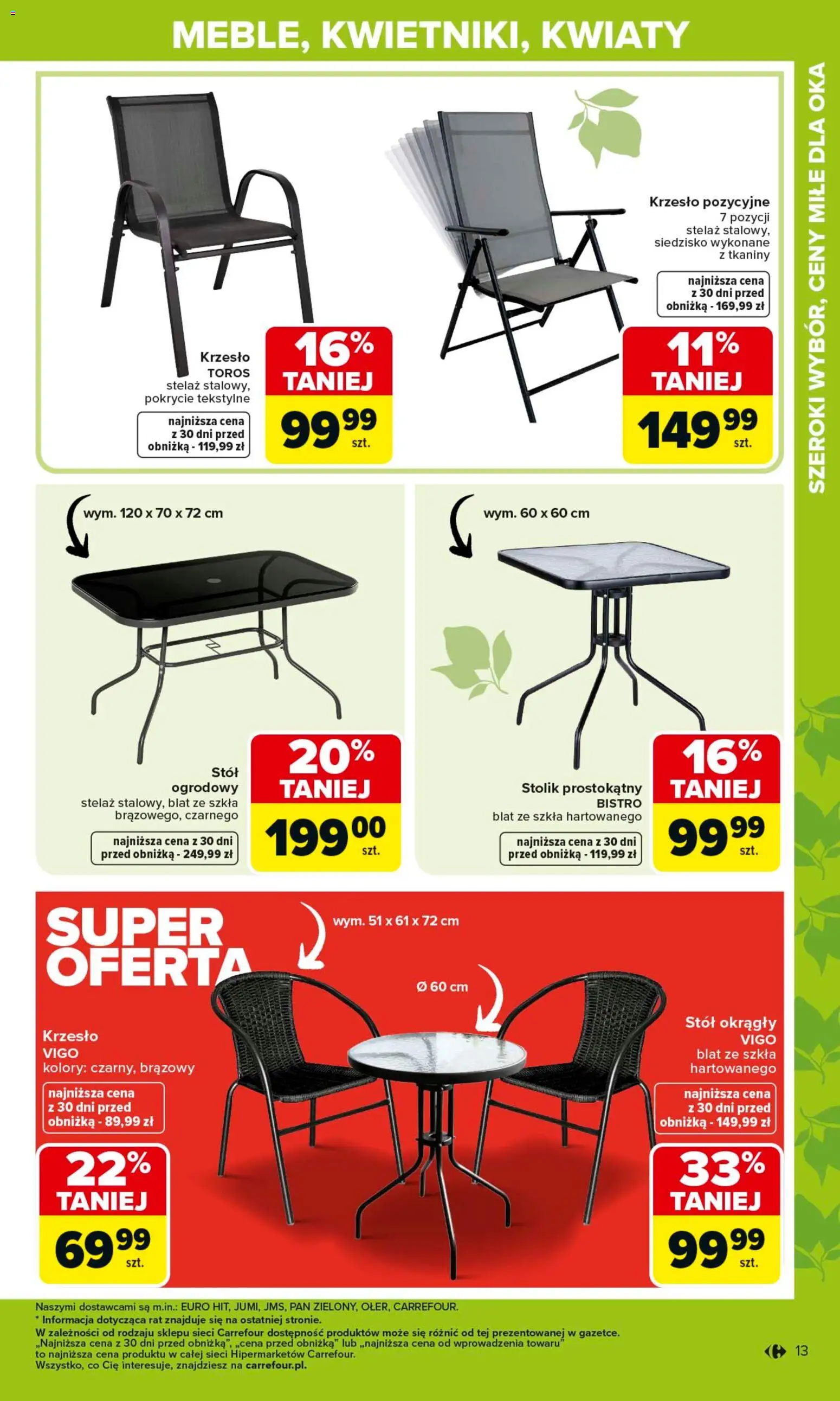 Carrefour gazetka - Ogród od 02.03.2026 | Strona: 13 | Produkty: Stół, Krzesło, Kwiaty, Stół ogrodowy