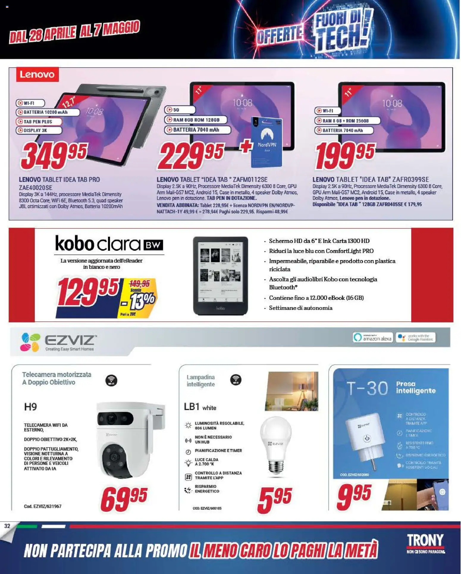 Volantino Trony del 28.04.2026 | Pagina: 32 | Prodotti: Schermo, Tablet, Speaker, Batteria