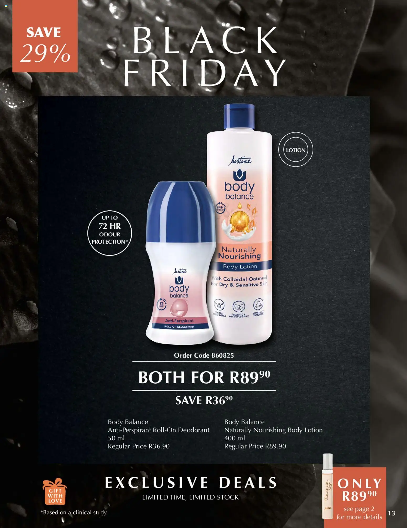 New Justine catalogue – valid from 28.11.2025 | Page: 13 | Products: Stock, Deodorant, Antiperspirant, Lotion