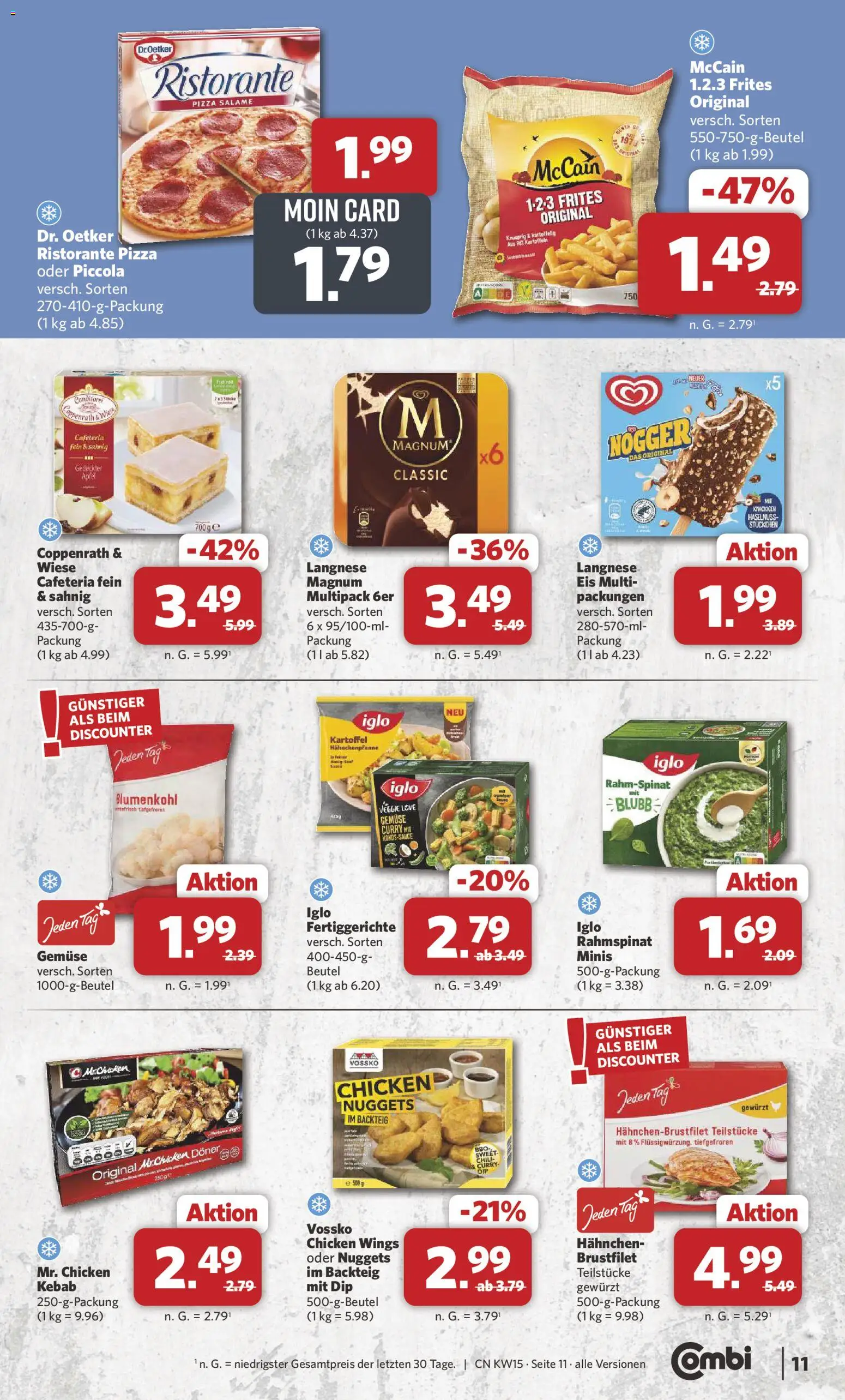 Combi Prospekt 	 – gültig ab 07.04.2026 | Seite: 11 | Produkte: Langnese, Hahnchen, Äpfel, McCain