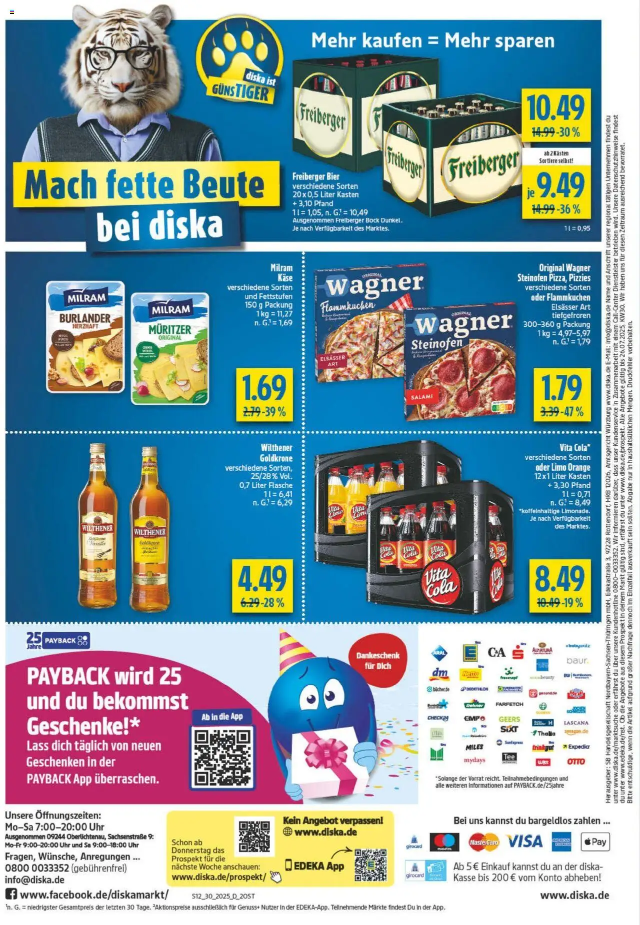 Diska Prospekt 	 - gültig ab dem 21.07.2025 | Seite: 12 | Produkte: Cola, Wilthener, Käse, Milram