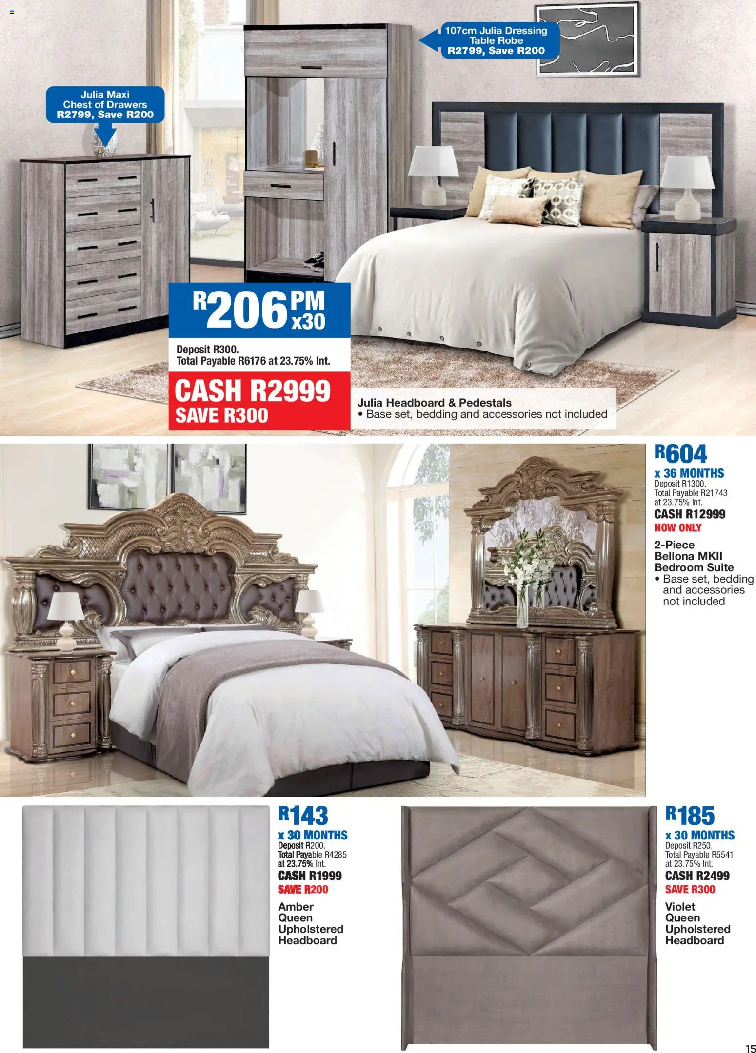 New OK Furniture catalogue – valid from 26.01.2026 | Page: 15 | Products: Headboard, Chest of drawers, Table, Dressing