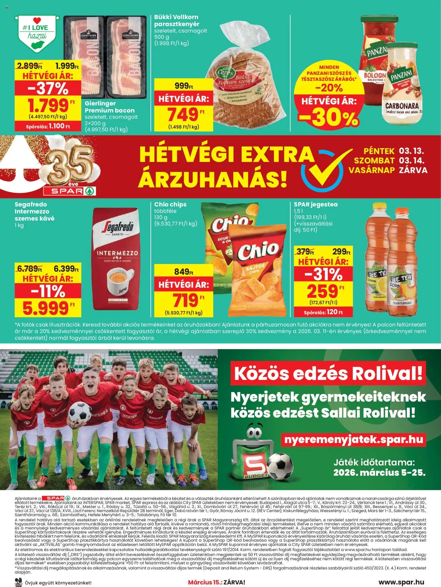 Spar akciós ujság - amely érvényes a következő dátumtól: 12.03.2026 | Oldal: 16 | Termékek: Játék, Ice tea, Bacon, Szósz
