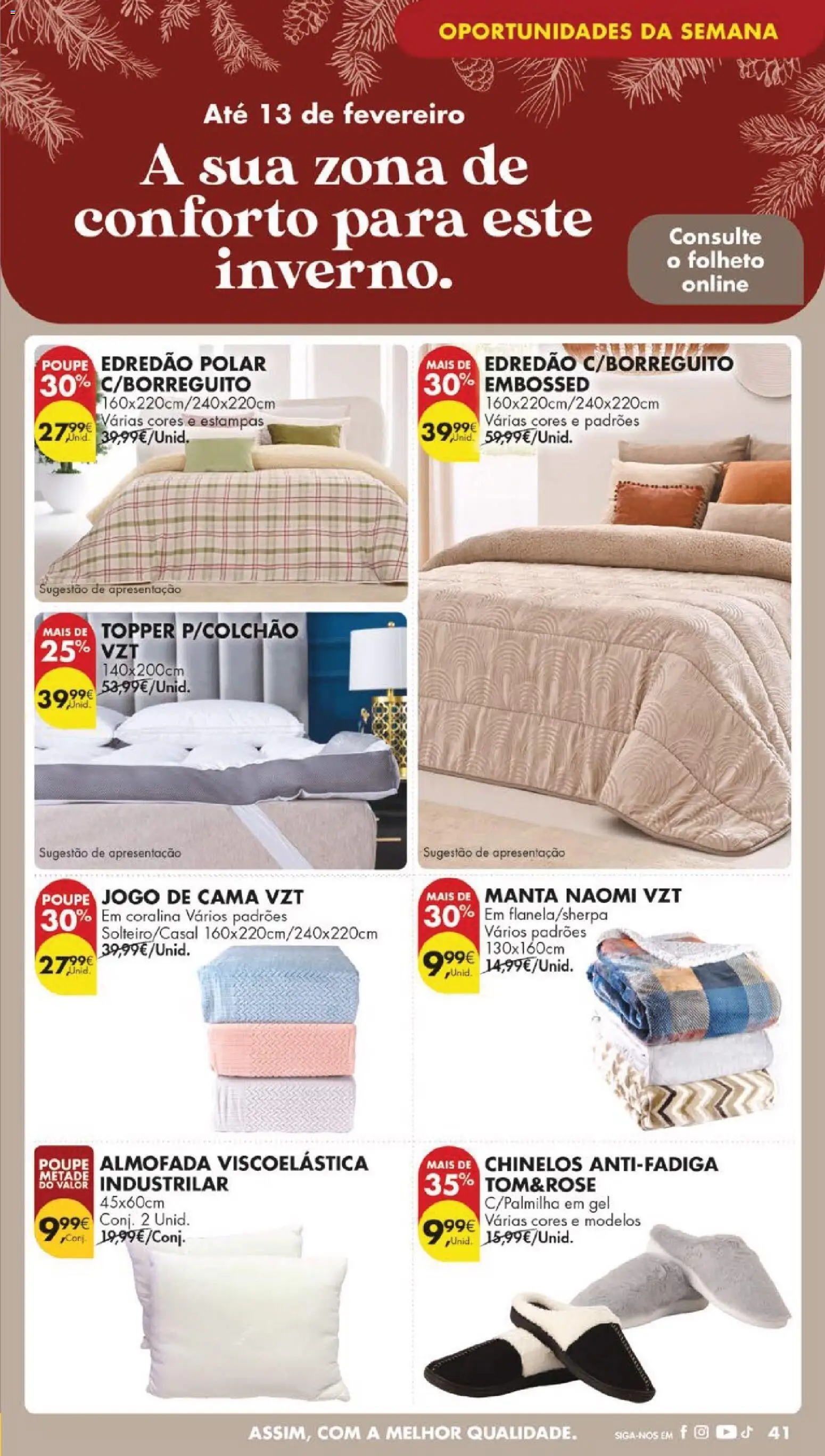 Pingo Doce folheto │ válido de 13.01.2026 | Página: 45 | Produtos: Chinelos, Jogo de cama, Cama, Almofada