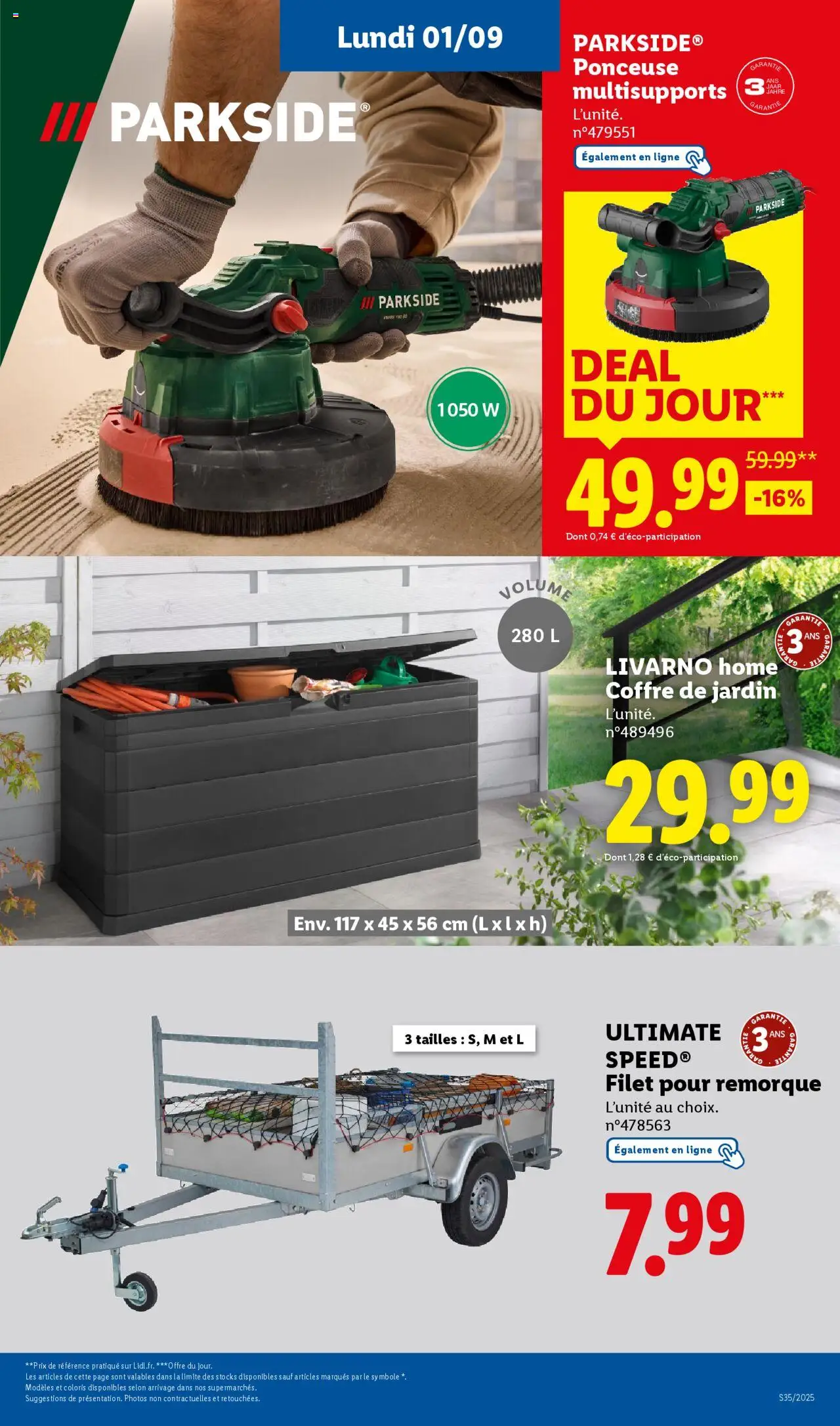  | Page: 64 | Produits: Ponceuse, Remorque, Coffre de jardin