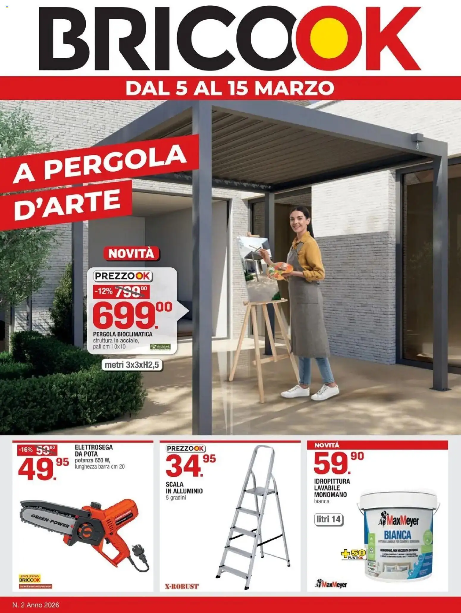 Volantino Brico OK del 04.03.2026 | Pagina: 1 | Prodotti: Pergola, Scala, Alluminio
