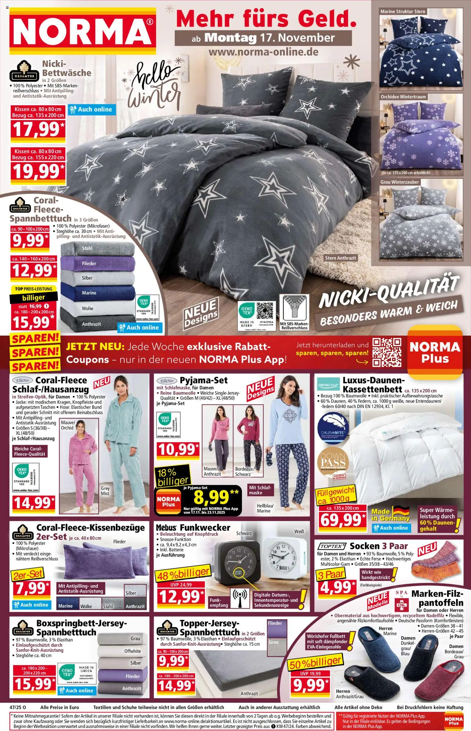 Norma - Black Friday – gültig ab 17.11.2025 | Seite: 1 | Produkte: Top, Bettwäsche, Maske, Socken