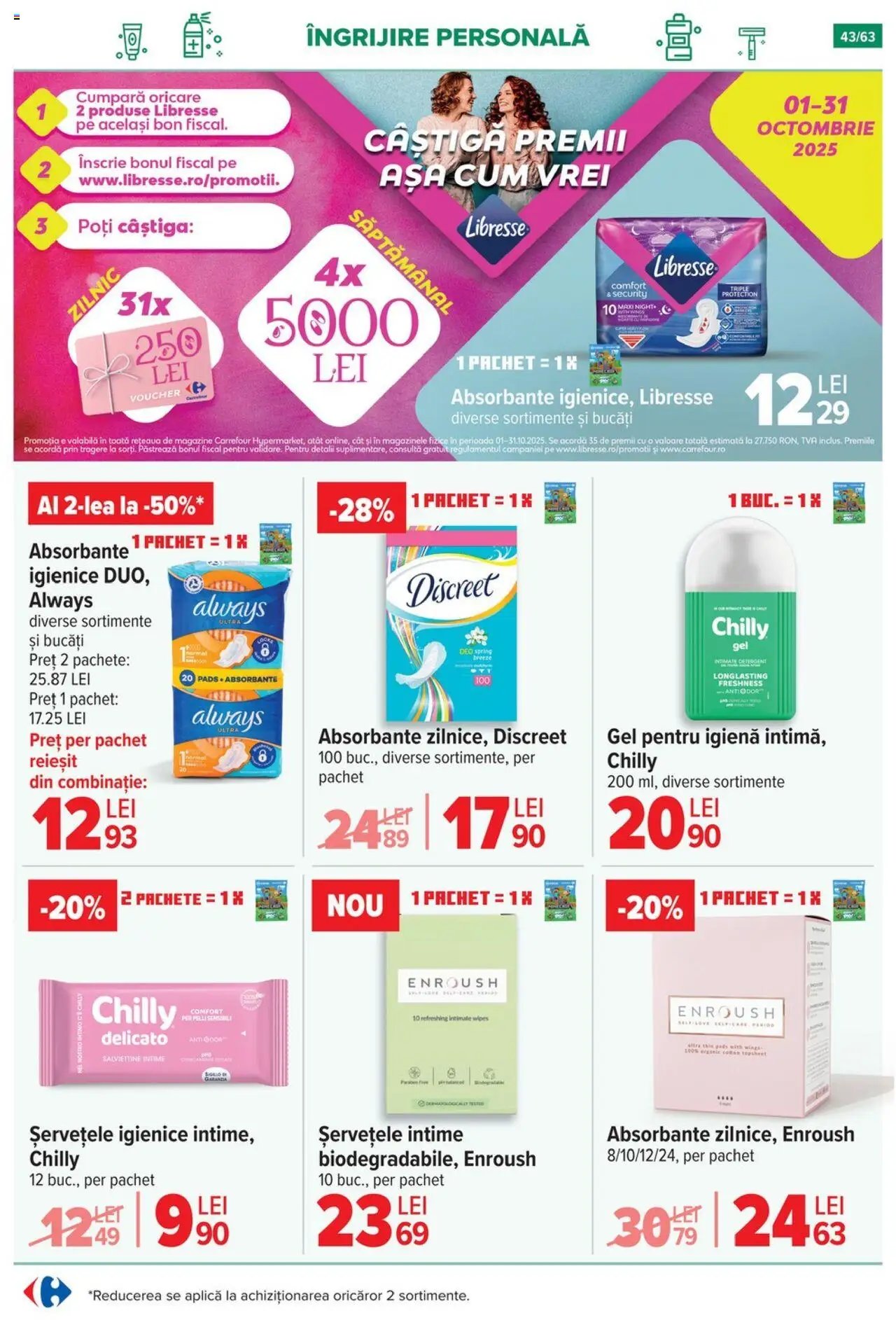Noul catalog Carrefour – valabil de la 01.10.2025 | Pagină: 44 | Produse: Absorbante