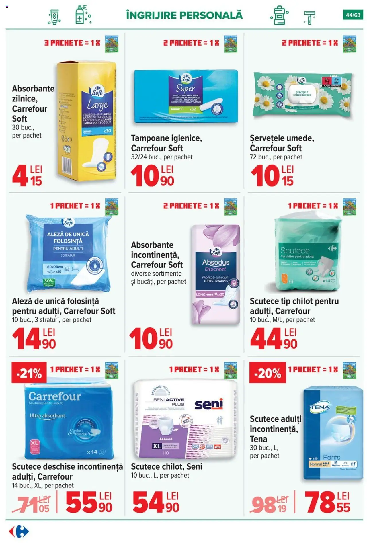 Noul catalog Carrefour – valabil de la 01.10.2025 | Pagină: 44 | Produse: Absorbante