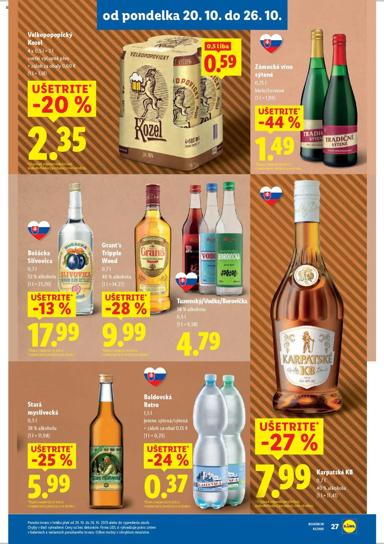 Nové Lidl akcie – leták je platný od 20.10.2025 | Strana: 39 | Produkty: Víno, Brandy, Whisky, Baldovská