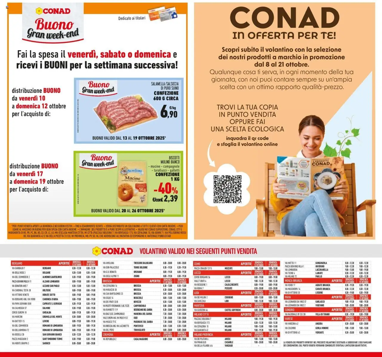 Volantino Conad del 08.10.2025 | Pagina: 50 | Prodotti: Tè, Biscotti, Suino, Grappa