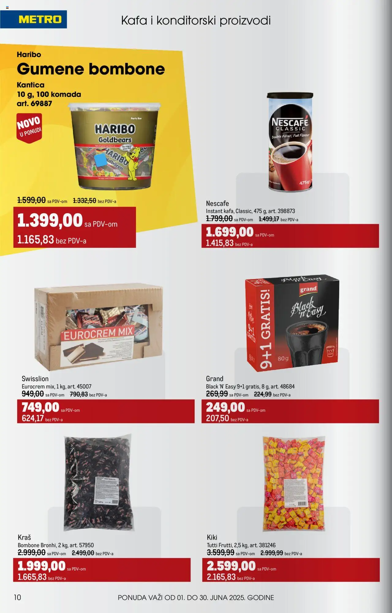 Metro katalog - važi od 01.06.2025 | Strana: 10 | Proizvode: Haribo, Eurocrem, Kafa, Nescafé