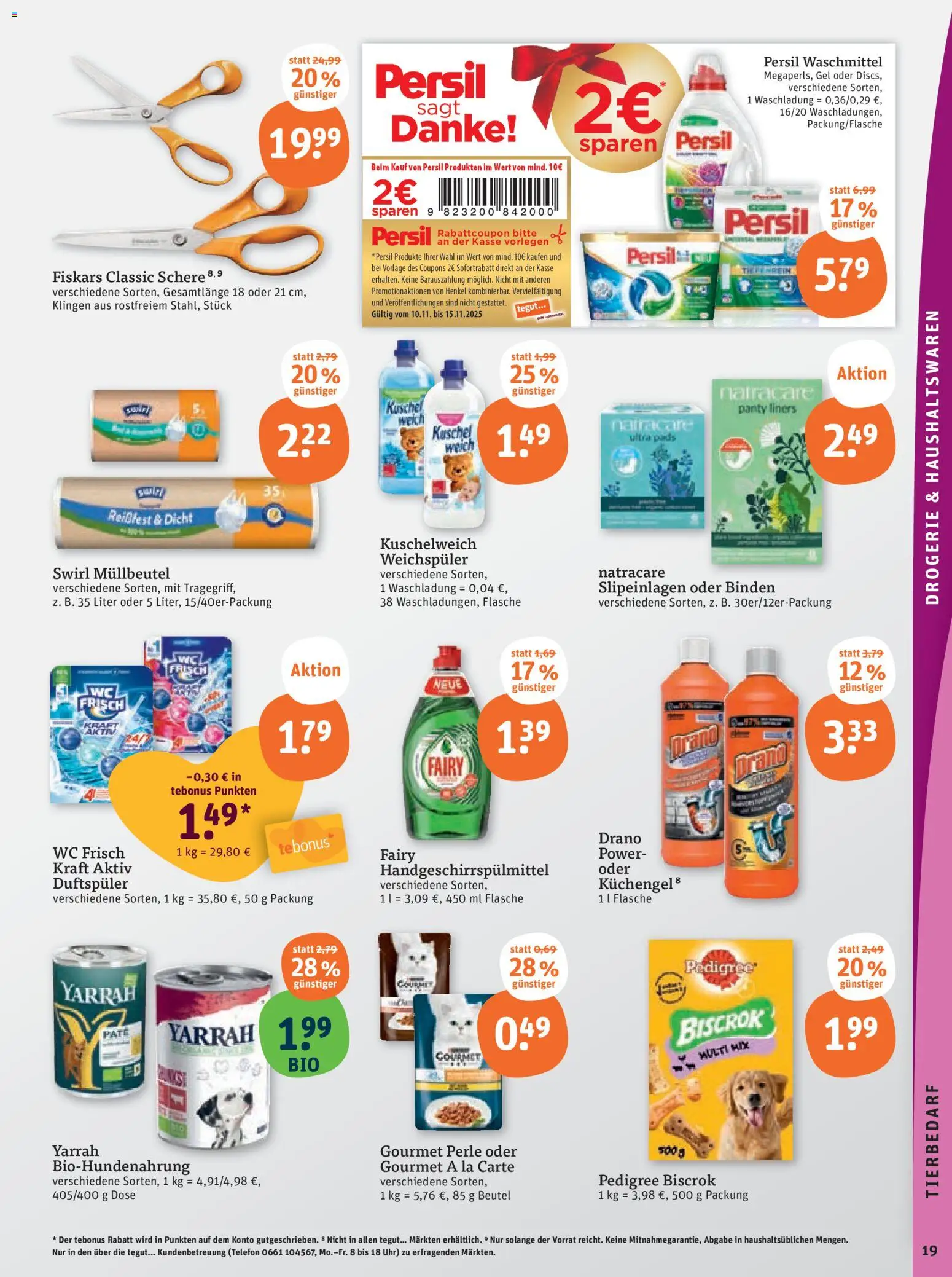 Tegut Prospekt – gültig ab 10.11.2025 | Seite: 21 | Produkte: Weichspüler, Pedigree, Uhr, Persil