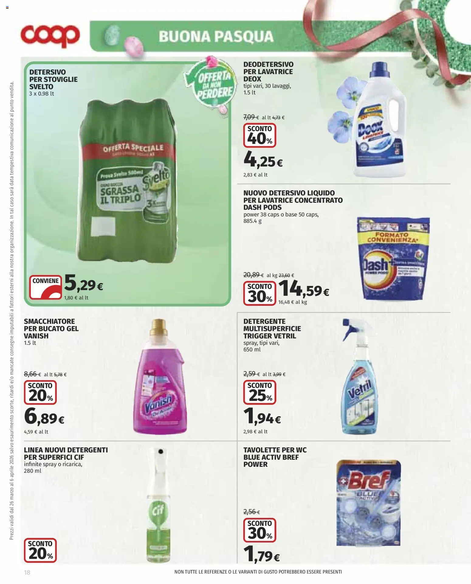 Volantino COOP del 26.03.2026 | Pagina: 18 | Prodotti: Smacchiatore, Lavatrice, Data, WC