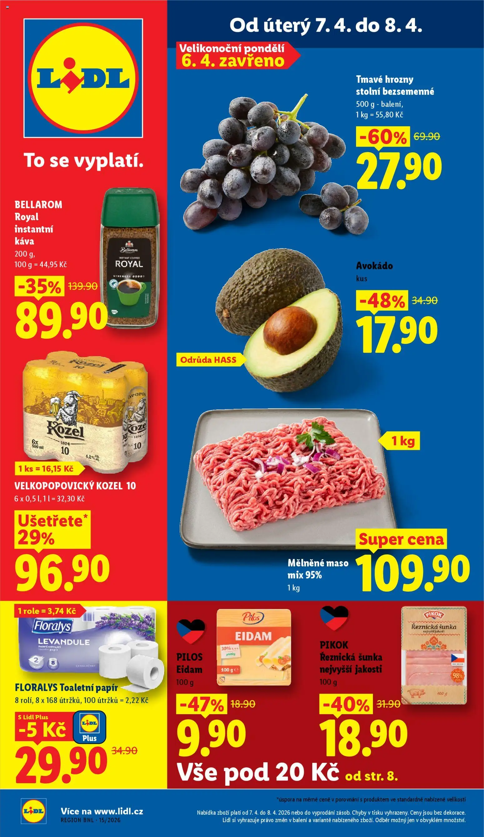 Lidl leták od 07.04.2026 | Strana: 1 | Produkty: Káva, Šunka, Eidam, Avokádo